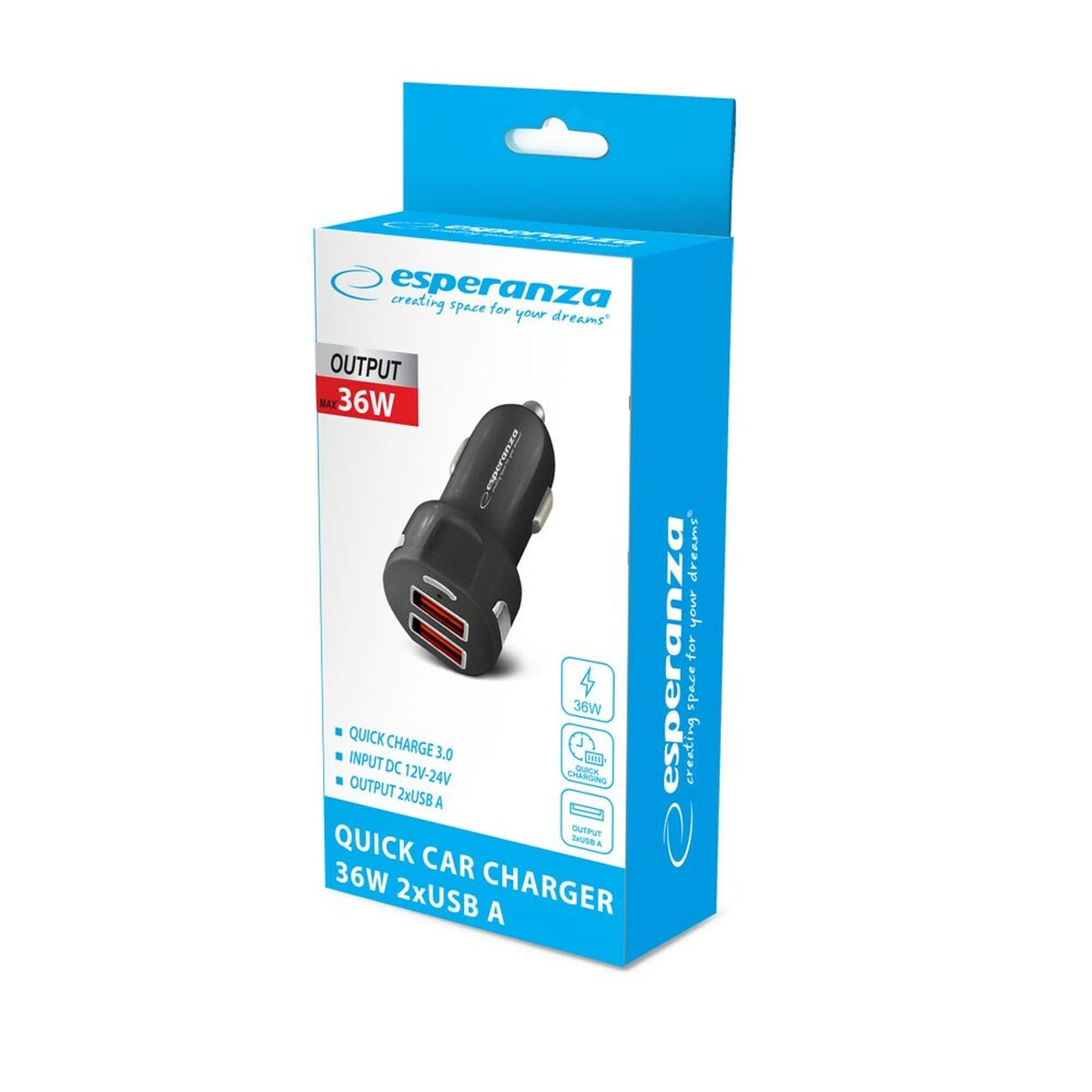 Cargador de Coche Esperanza EZC110K Negro 36 W