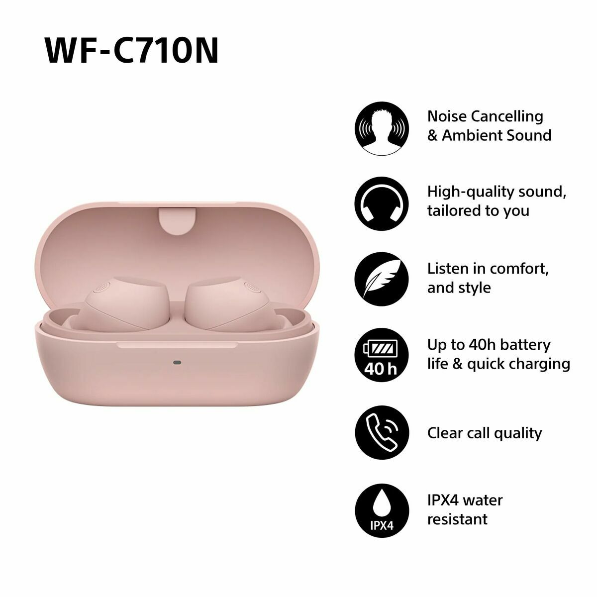 Auriculares Sony WF-C710NP Rosa