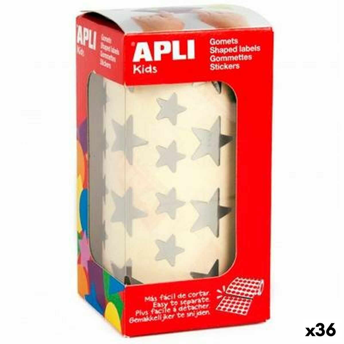 Pegatinas Apli Gomets Plateado Estrella (36 Unidades)