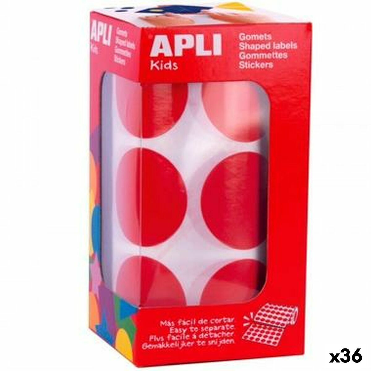 Pegatinas Apli Gomets Rojo Redondo (36 Unidades)