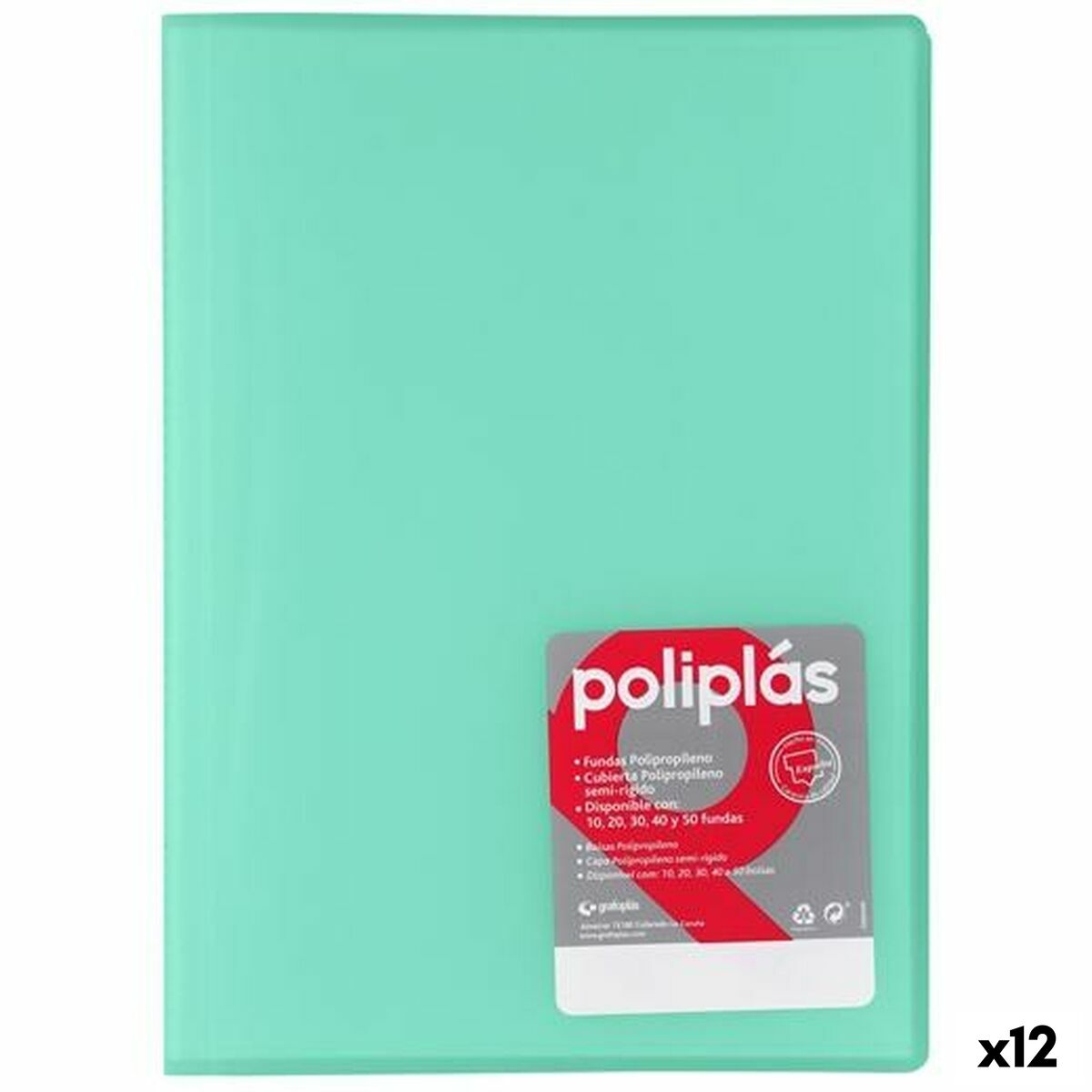Carpeta Clasificadora Grafoplas POLIPLÁS Verde A4 (12 Unidades)
