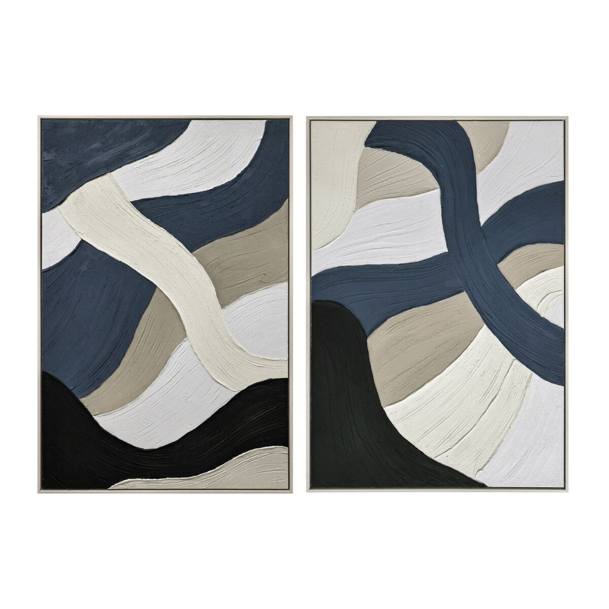 Lienzo Home ESPRIT Azul Blanco Moderno Urbano (2 Unidades)