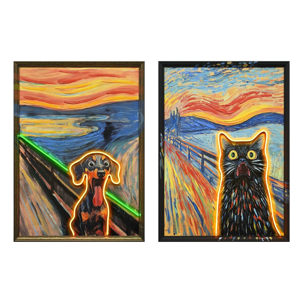 Cuadro con LED Home ESPRIT Moderno Animales 53 X 3,7 X 73 CM (2 Unidades)