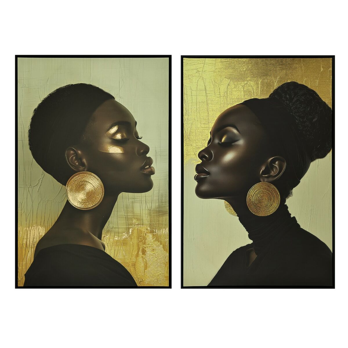 Lienzo Home ESPRIT Negro Dorado 83 x 4 x 123 cm (2 Unidades)