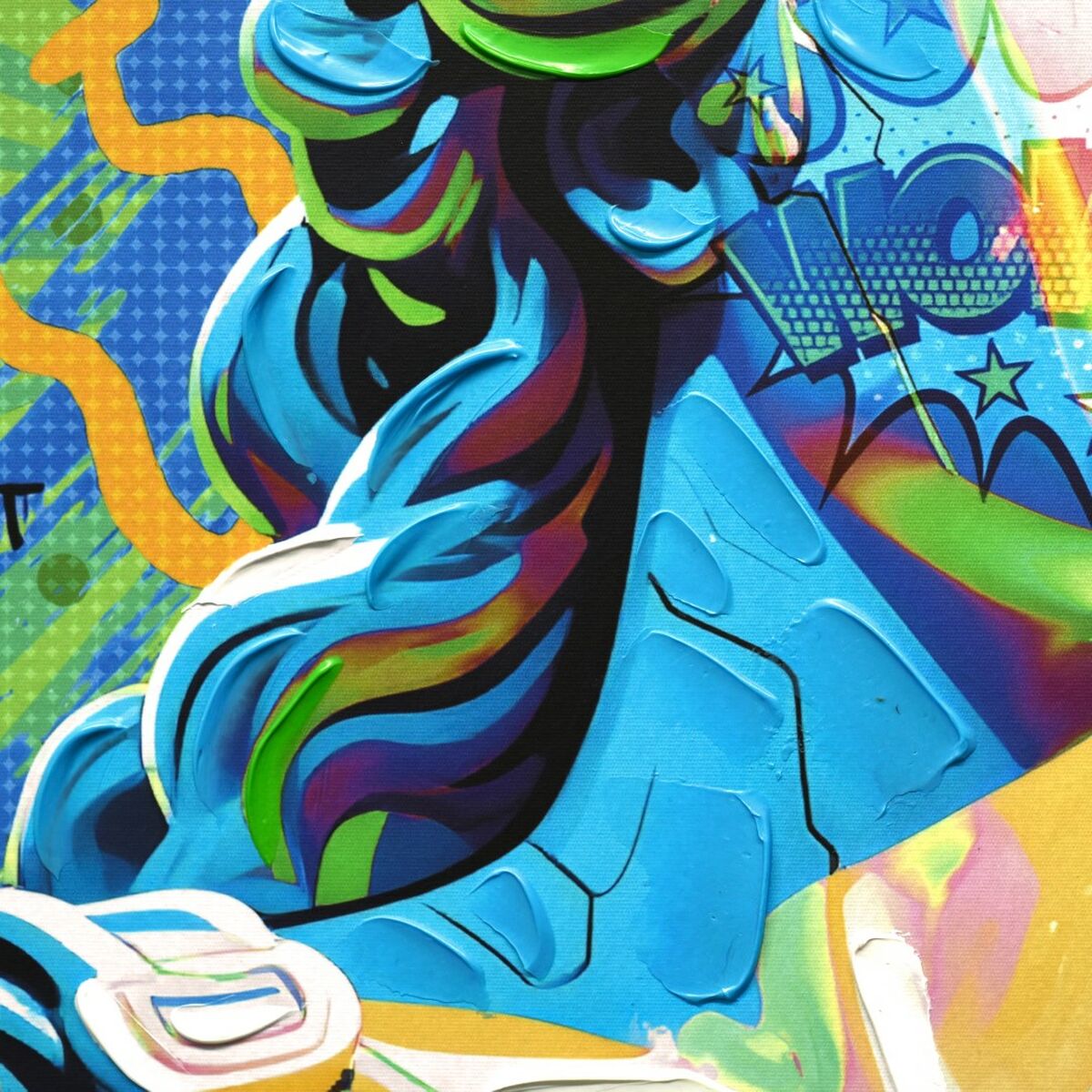 Cuadro con LED Home ESPRIT Azul Verde Moderno 83 x 3 x 83 cm (2 Unidades)