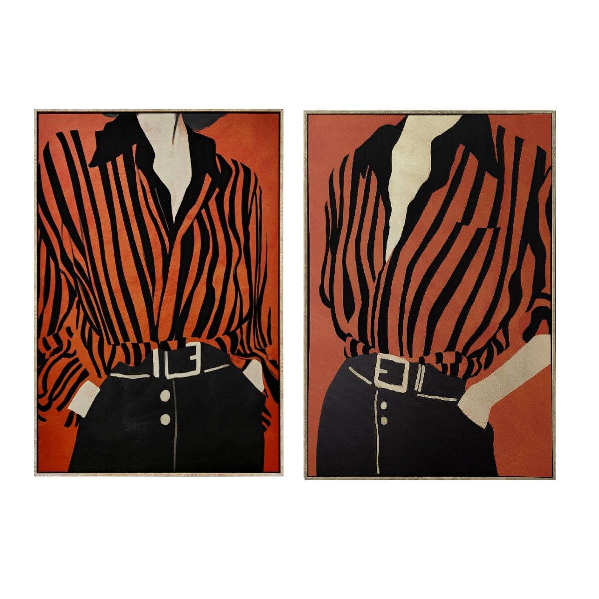 Lienzo Home ESPRIT Negro Rojo Urbano 83 x 4 x 123 cm (2 Unidades)