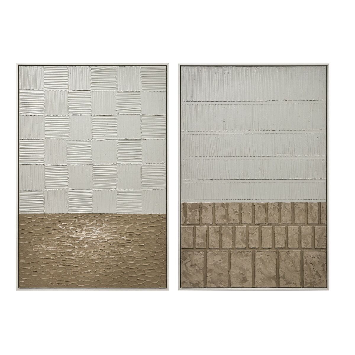 Lienzo Home ESPRIT Blanco Beige Moderno Escandinavo 83 x 4 x 123 cm (2 Unidades)
