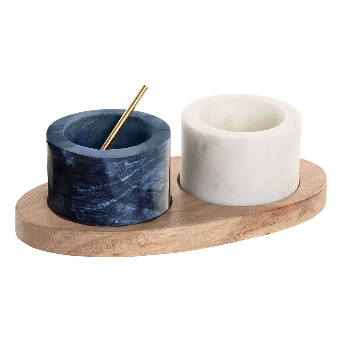 Salero y Pimentero Home ESPRIT Blanco Negro Natural Acero Inoxidable Acacia 20 X 10 X 7,6 CM