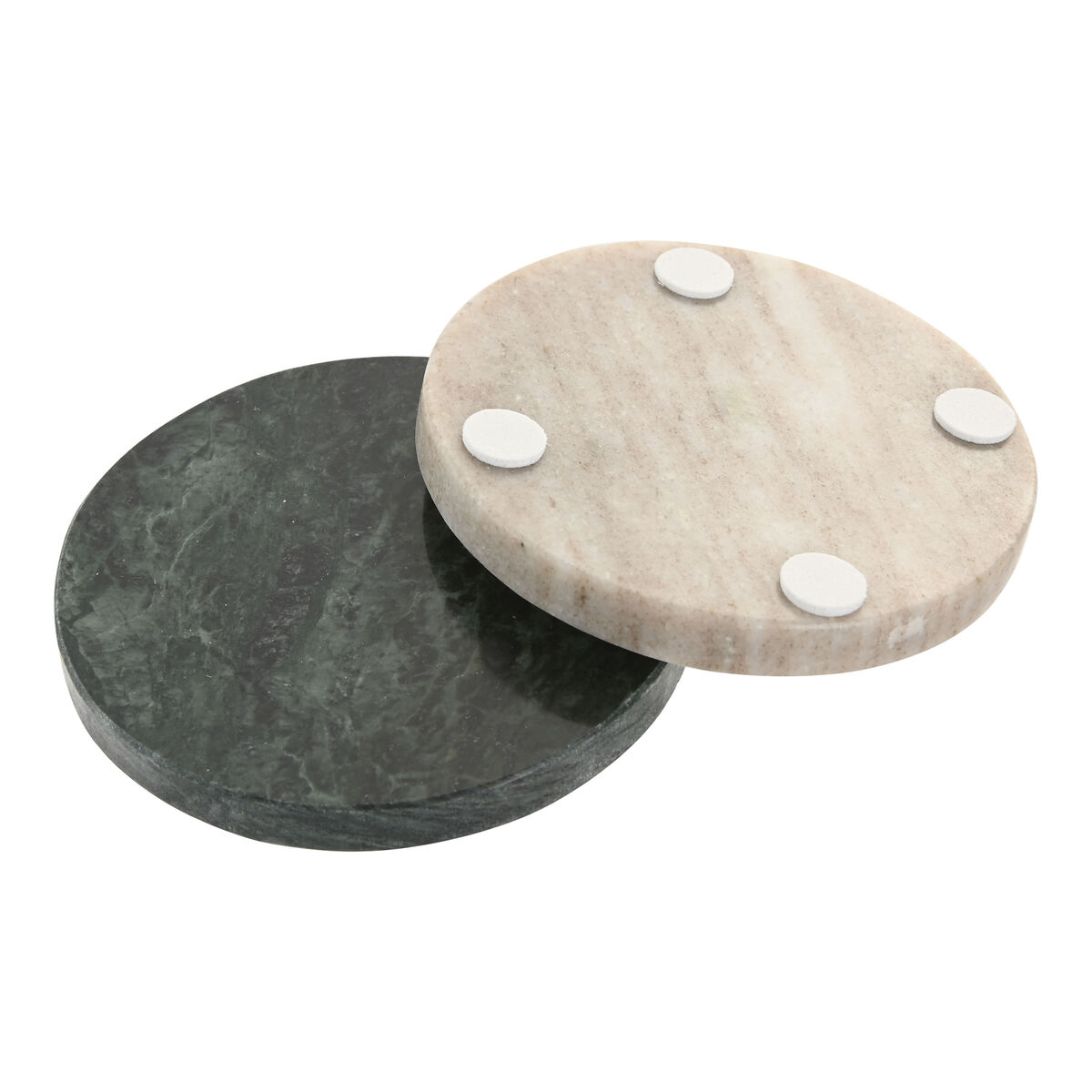 Posavasos Home ESPRIT Verde Beige Mármol 10 x 10 x 5 cm (2 Unidades) (4 Unidades)