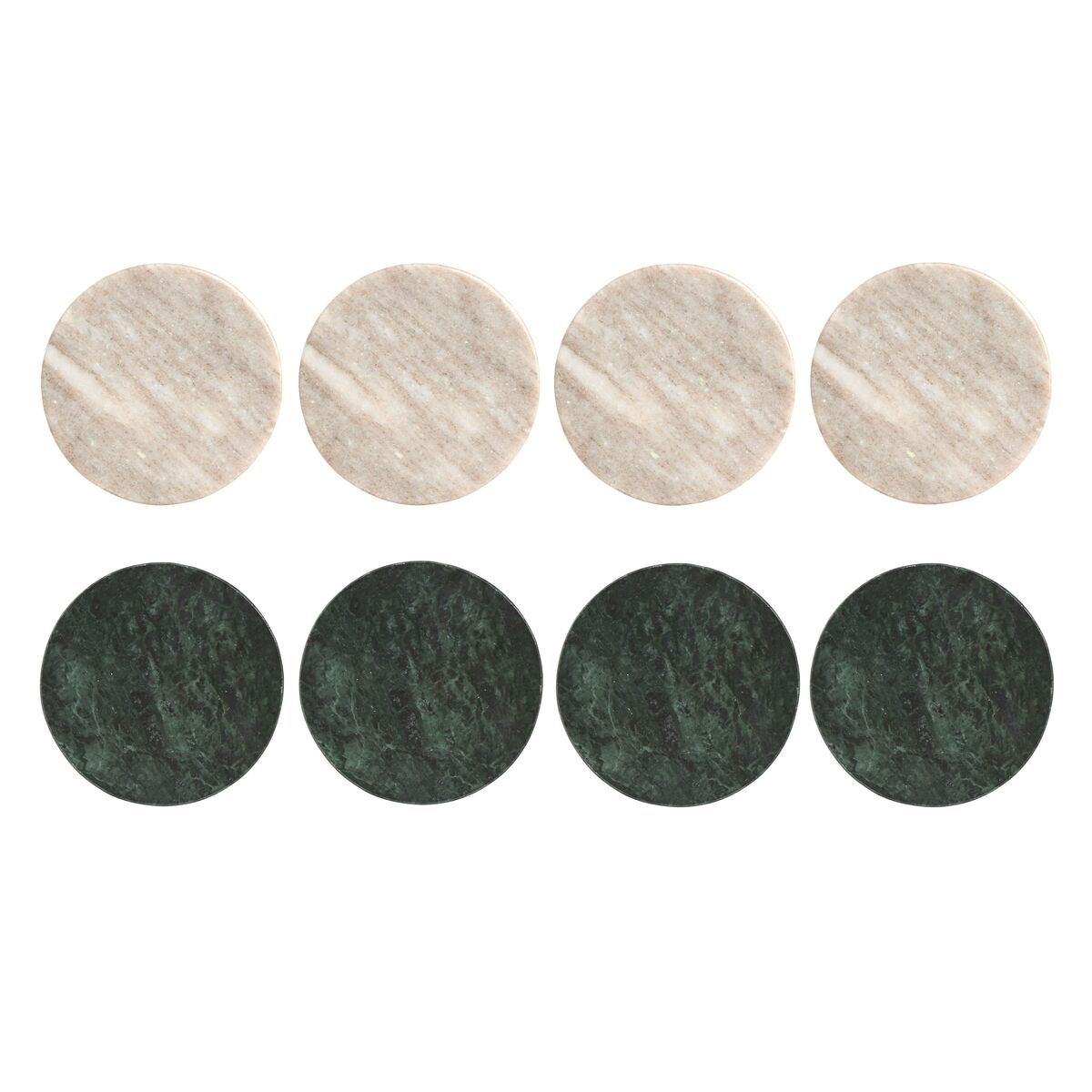 Posavasos Home ESPRIT Verde Beige Mármol 10 x 10 x 5 cm (2 Unidades) (4 Unidades)