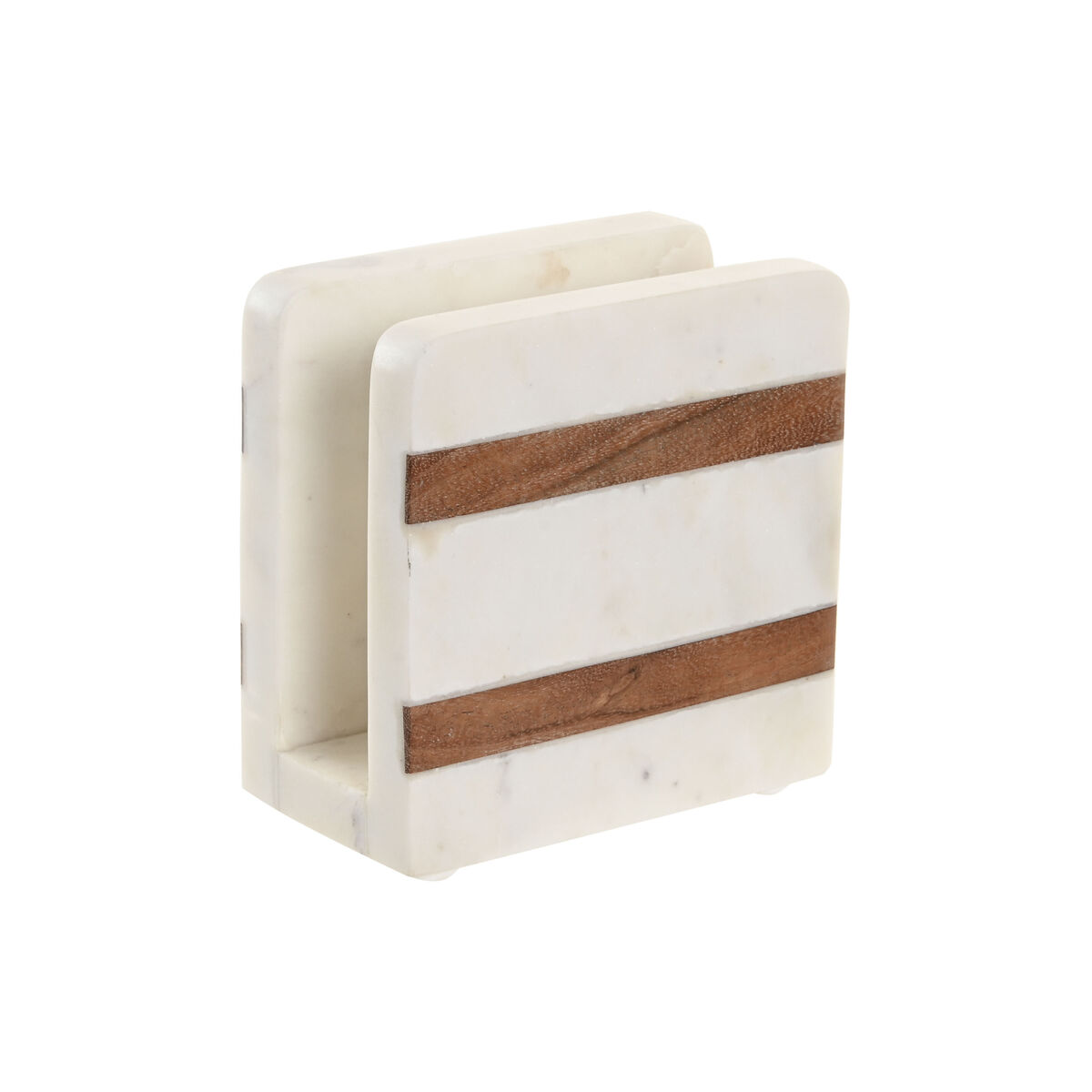 Servilletero Home ESPRIT Blanco Natural Madera de acacia 12,7 X 7 X 12,7 CM