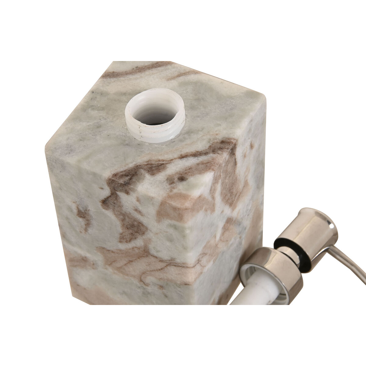 Dispensador de Jabón Home ESPRIT Blanco Marrón Mármol Moderno 7,5 x 7,5 x 18 cm
