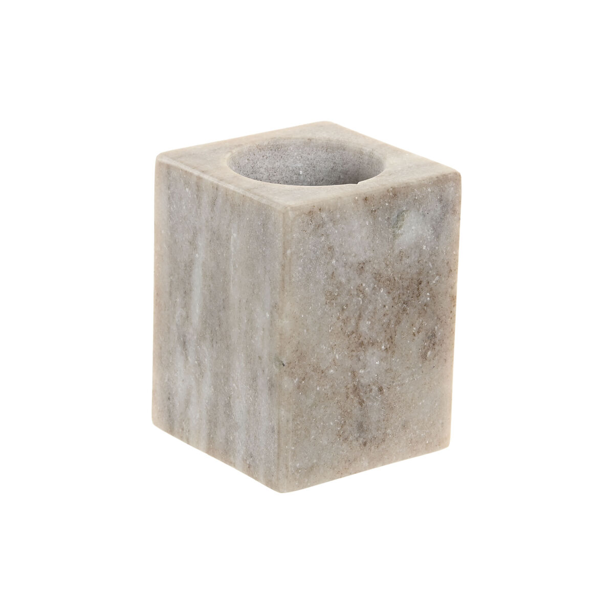 Portacepillos de Dientes Home ESPRIT Blanco Marrón Mármol 7,5 x 7,5 x 10,5 cm