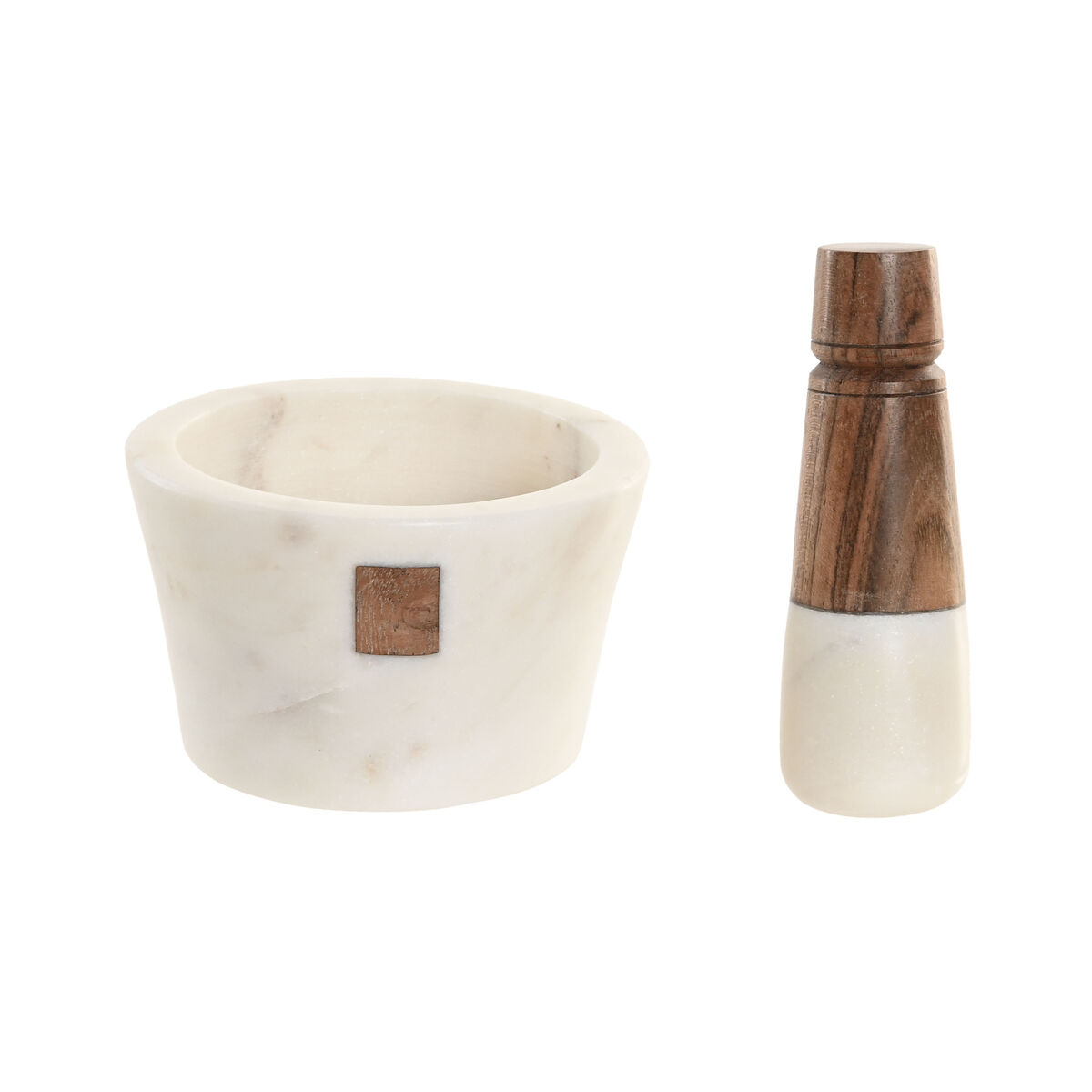Mortero de cocina Home ESPRIT Mármol Madera de acacia 10 x 10 x 6,5 cm