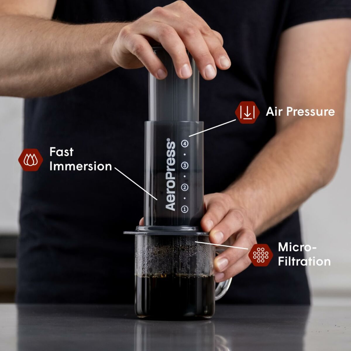 Cafetera Portátil Aeropress 85R11 Negro Transparente