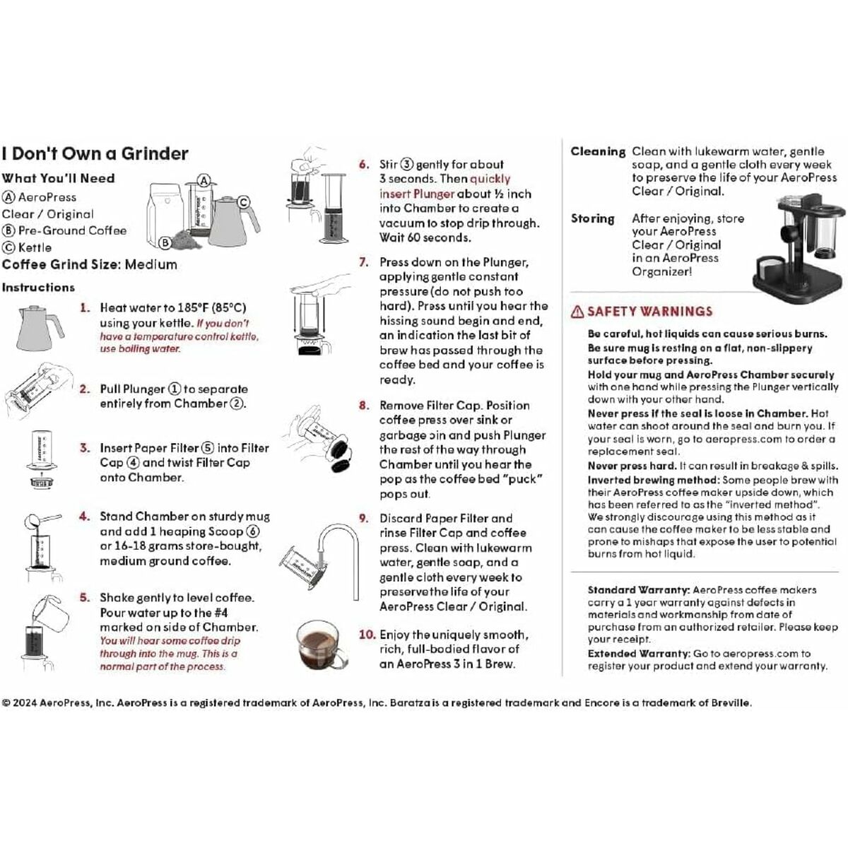Cafetera Portátil Aeropress 85R11 Negro Transparente