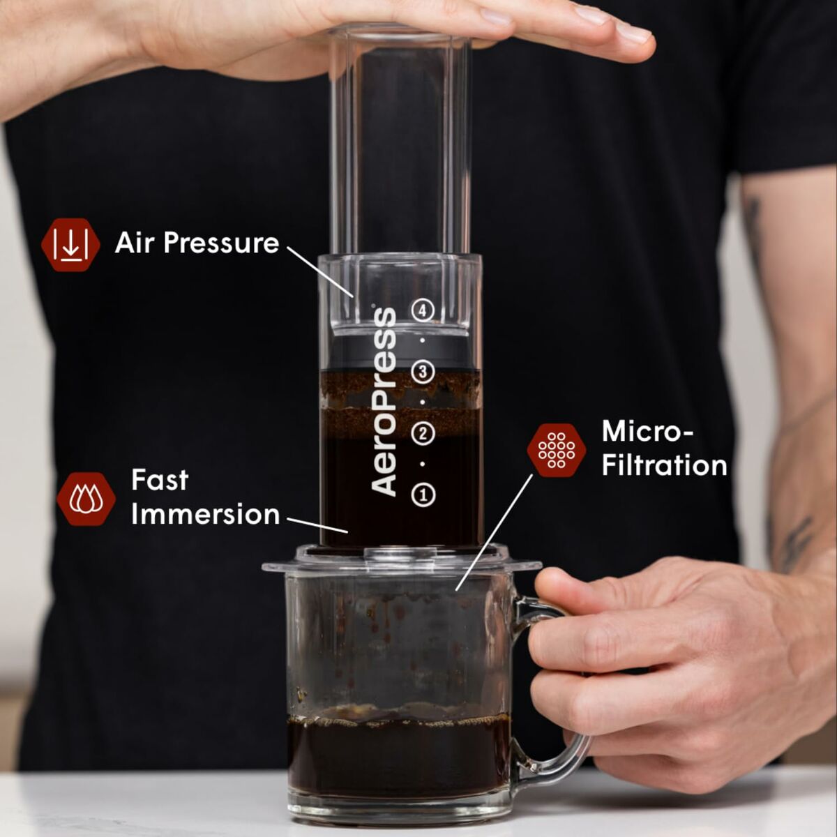 Cafetera Portátil Aeropress Clear Transparente Tritán 250 ml