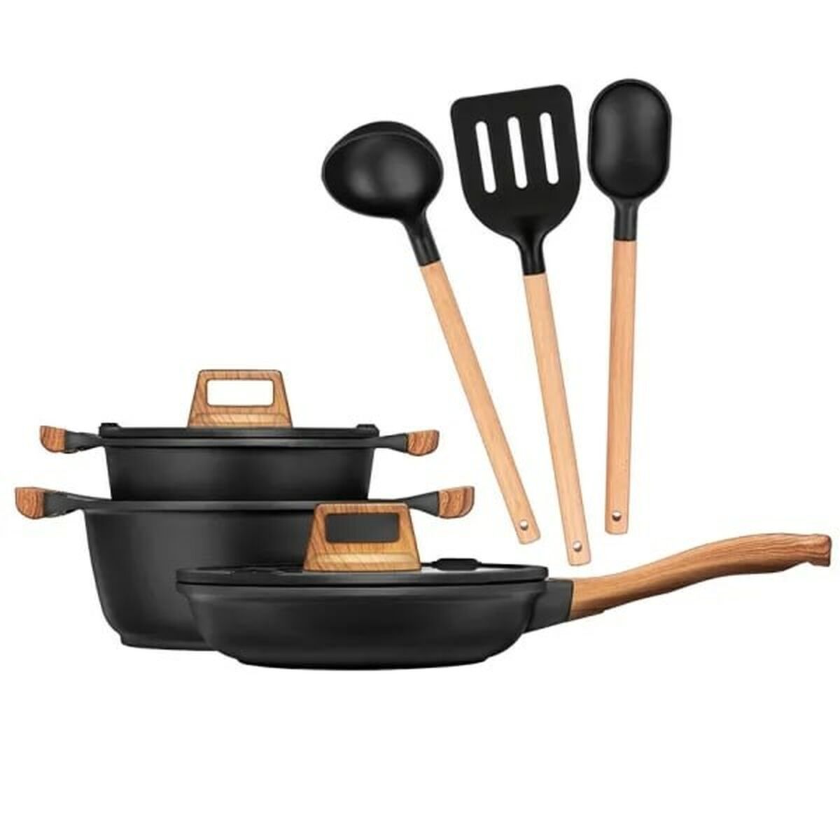 Batería de Cocina Smile MGK-23 Negro Madera 7 Piezas