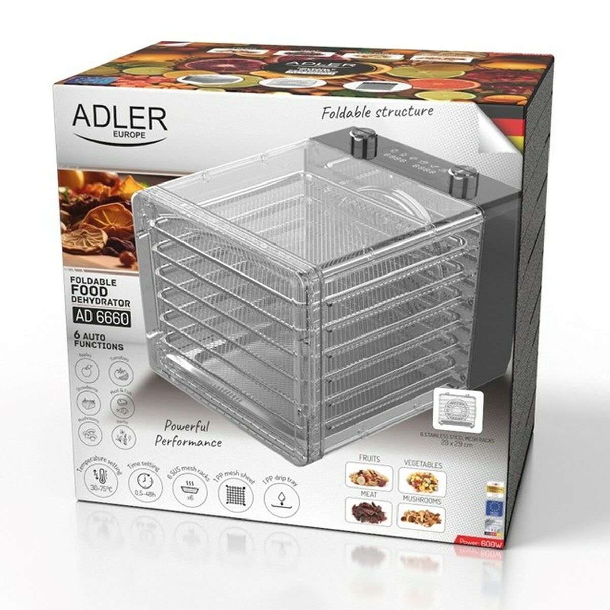 Deshidratador de Alimentos Adler AD 6660 600 W