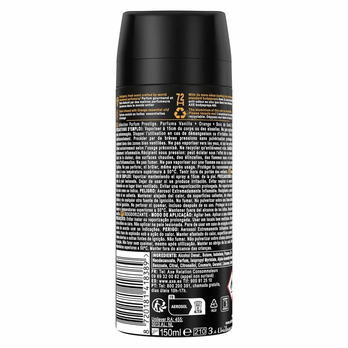 Desodorante en Spray Axe AXE BLACK VANILLA 150 ml