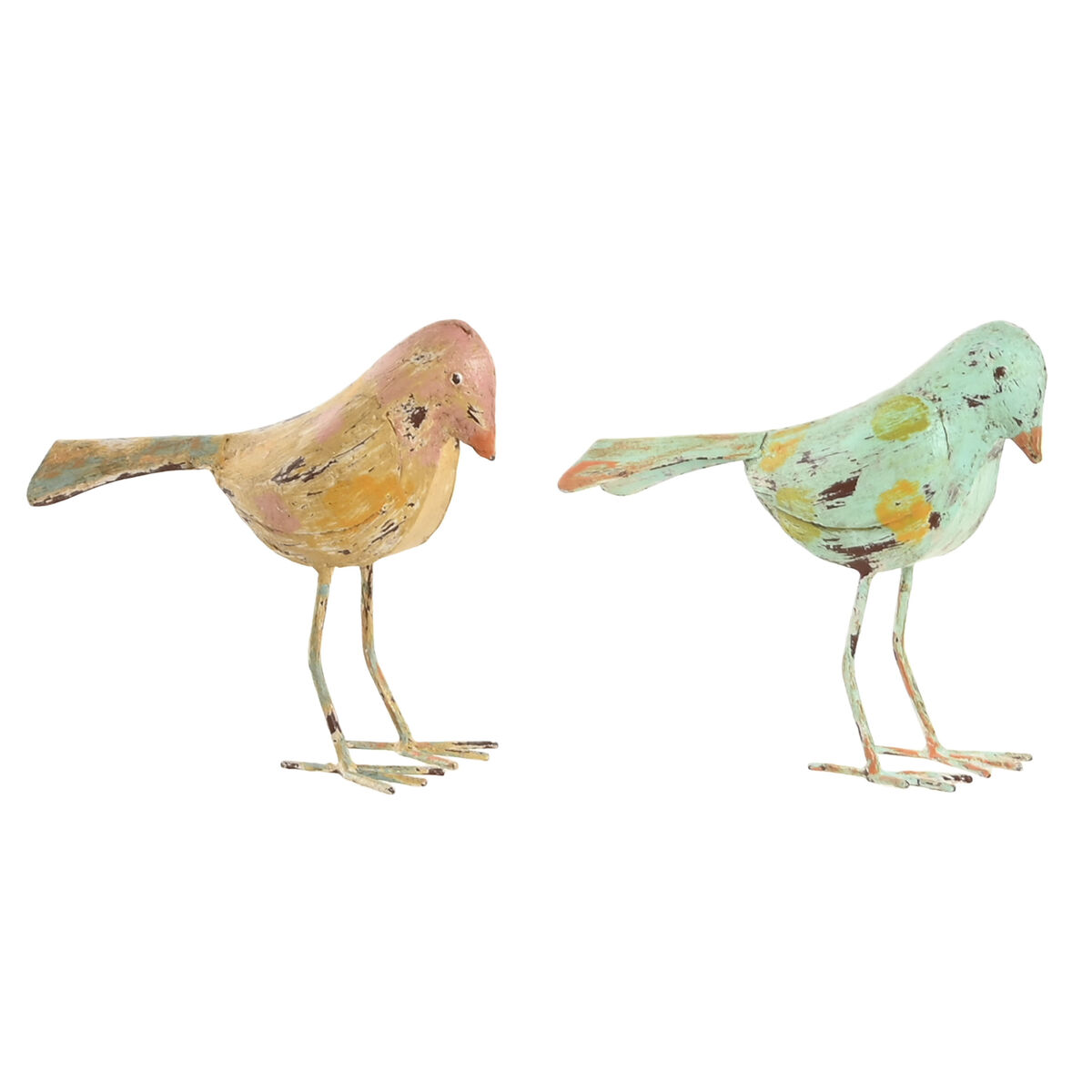 Figura Decorativa Home ESPRIT Verde Rosa 26 x 9 x 24 cm (2 Unidades)