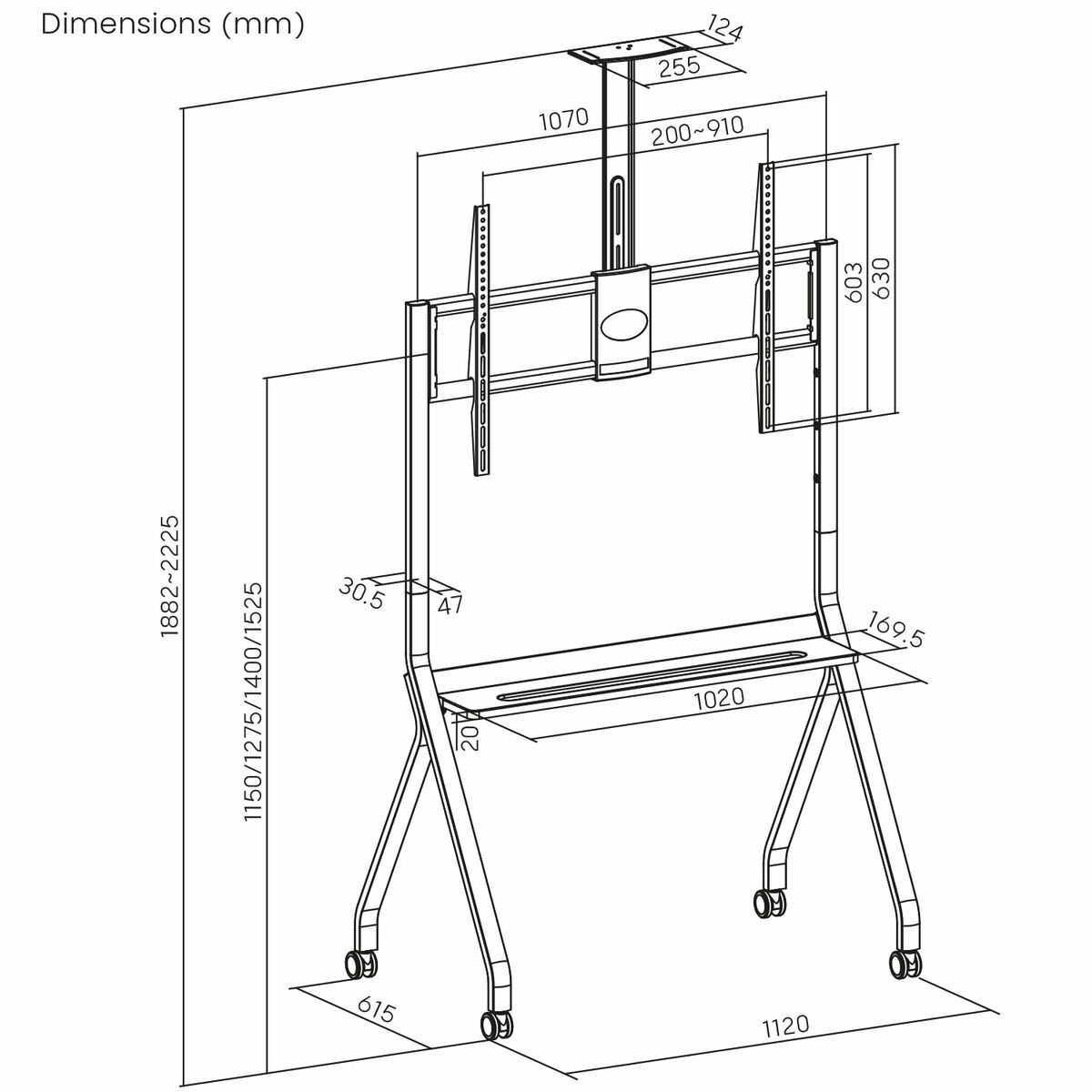Soporte de Mesa para Pantalla MacLean MC-114 B 100" 55"