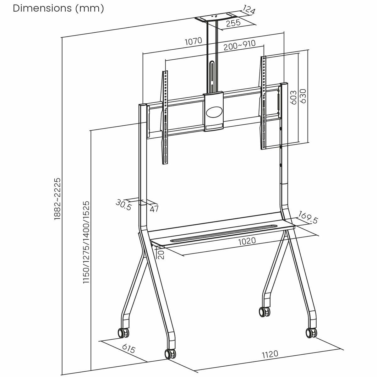 Soporte de Mesa para Pantalla MacLean MC-114 W 100" 55"