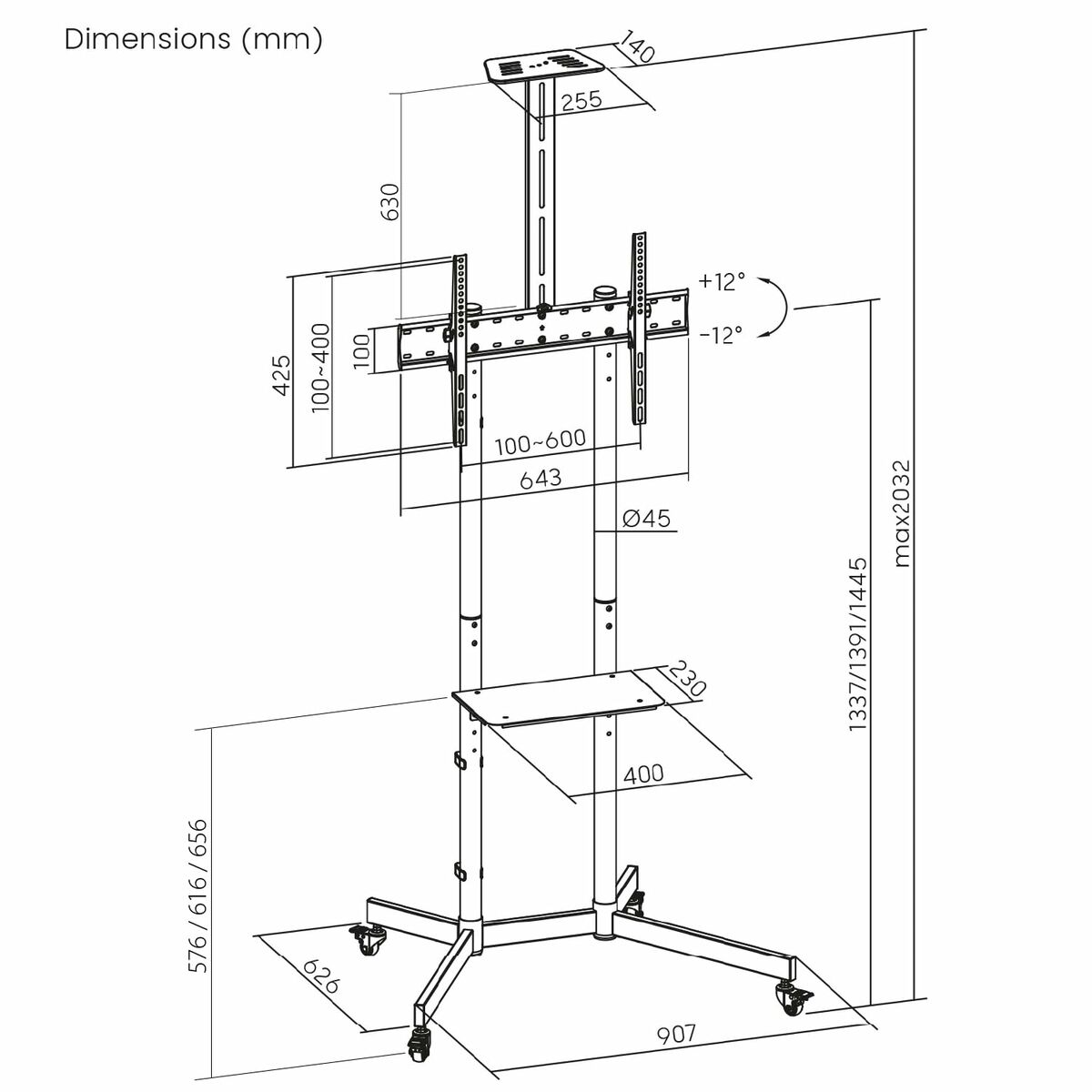 Soporte de Mesa para Pantalla MacLean MC-113 B 70"