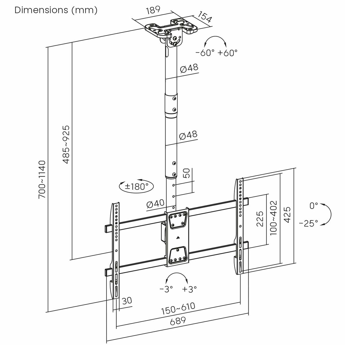 Soporte de Mesa para Pantalla MacLean MC-112 B 86" 43"
