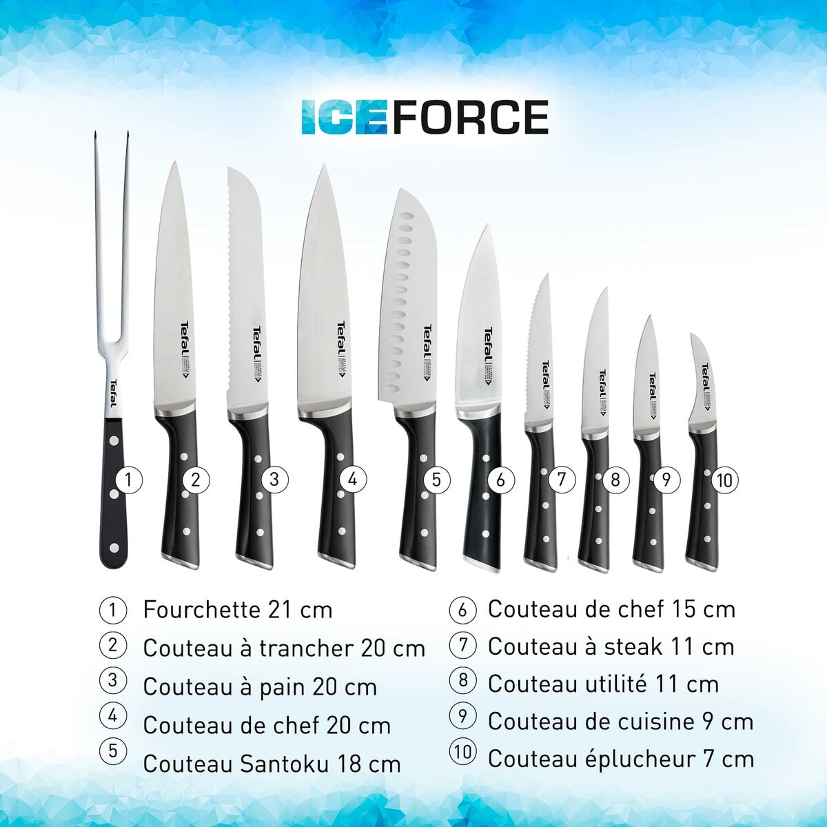 Cuchillo de Cocina Tefal K23207 Negro 7" Acero Inoxidable 20 cm