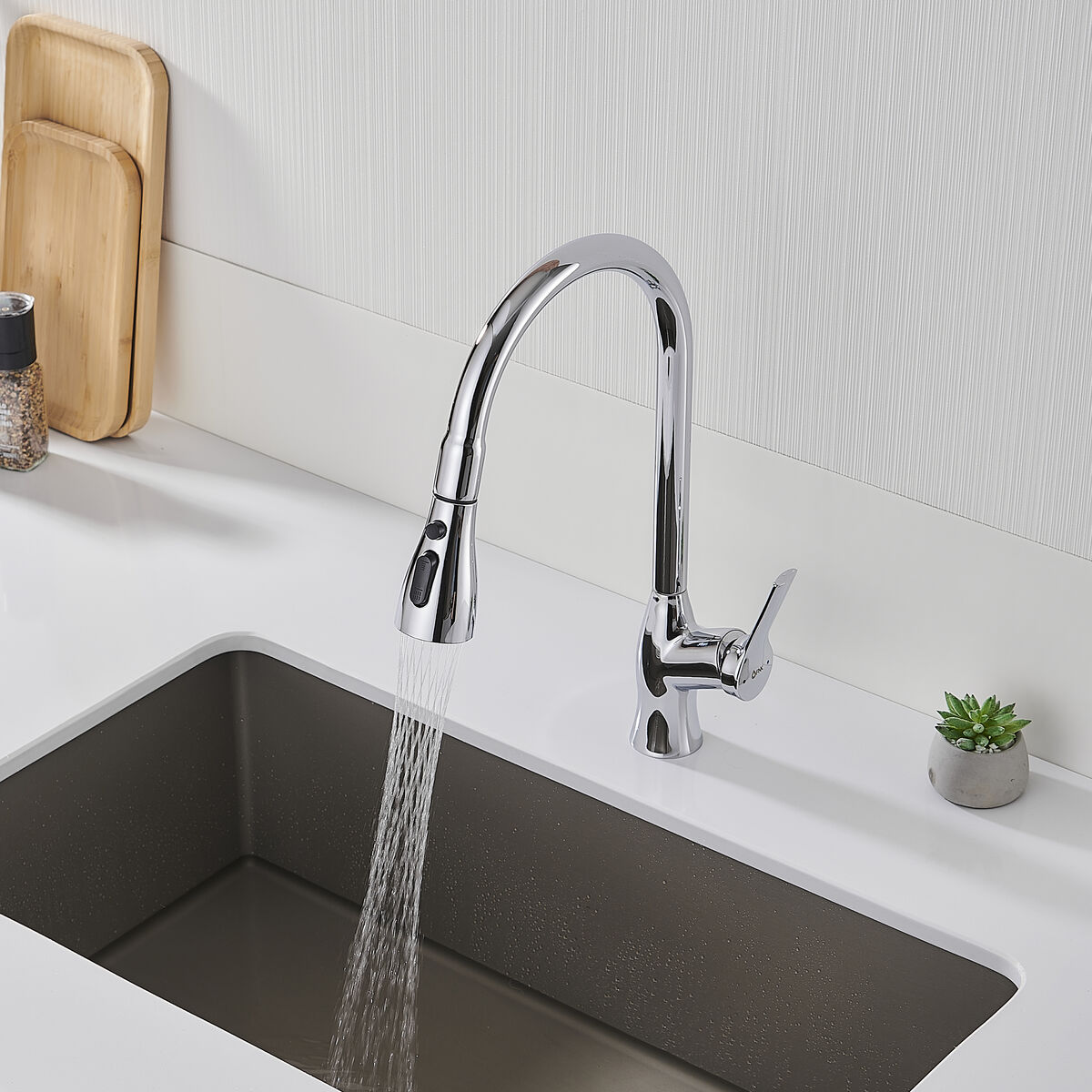 Grifo Monomando Fontastock Cromo Acero Inoxidable Latón Cerámico Aleación de Zinc Forma de C Alto