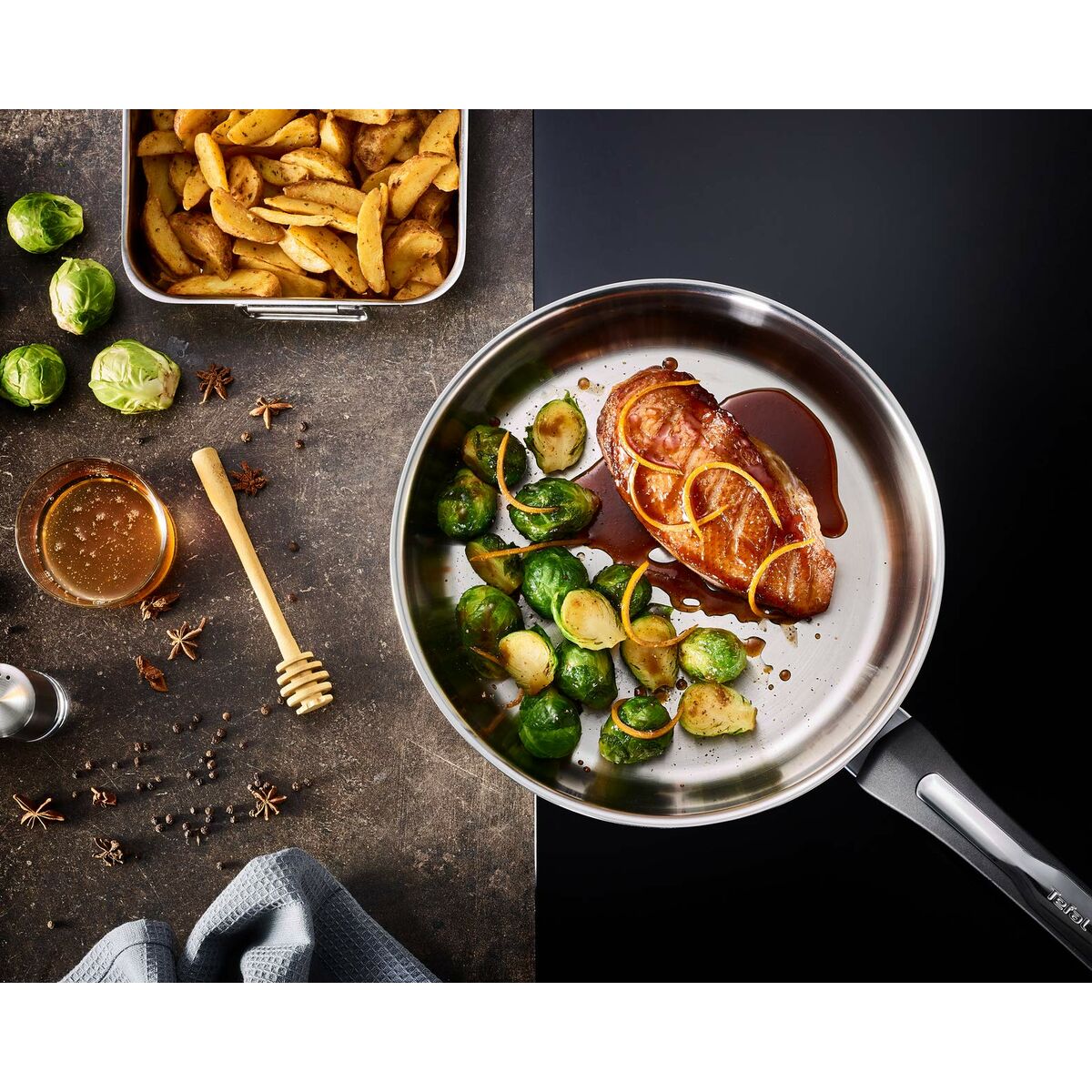 Sartén Tefal EMOTION    24CM Verde Plateado Acero Inoxidable 24 cm Ø 24 cm Ø 20 cm