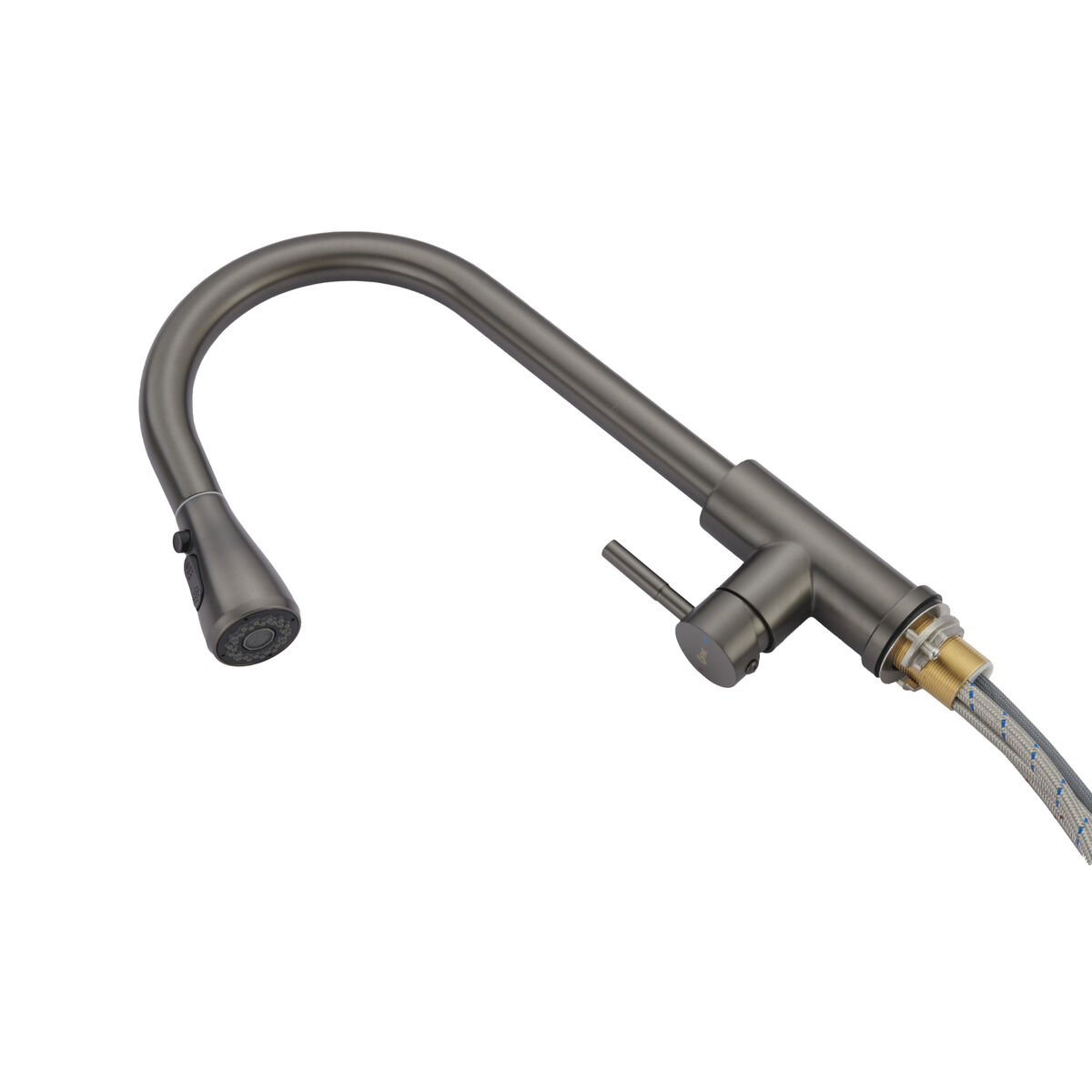 Grifo Monomando Fontastock Gris Acero Inoxidable Cerámico Forma de C