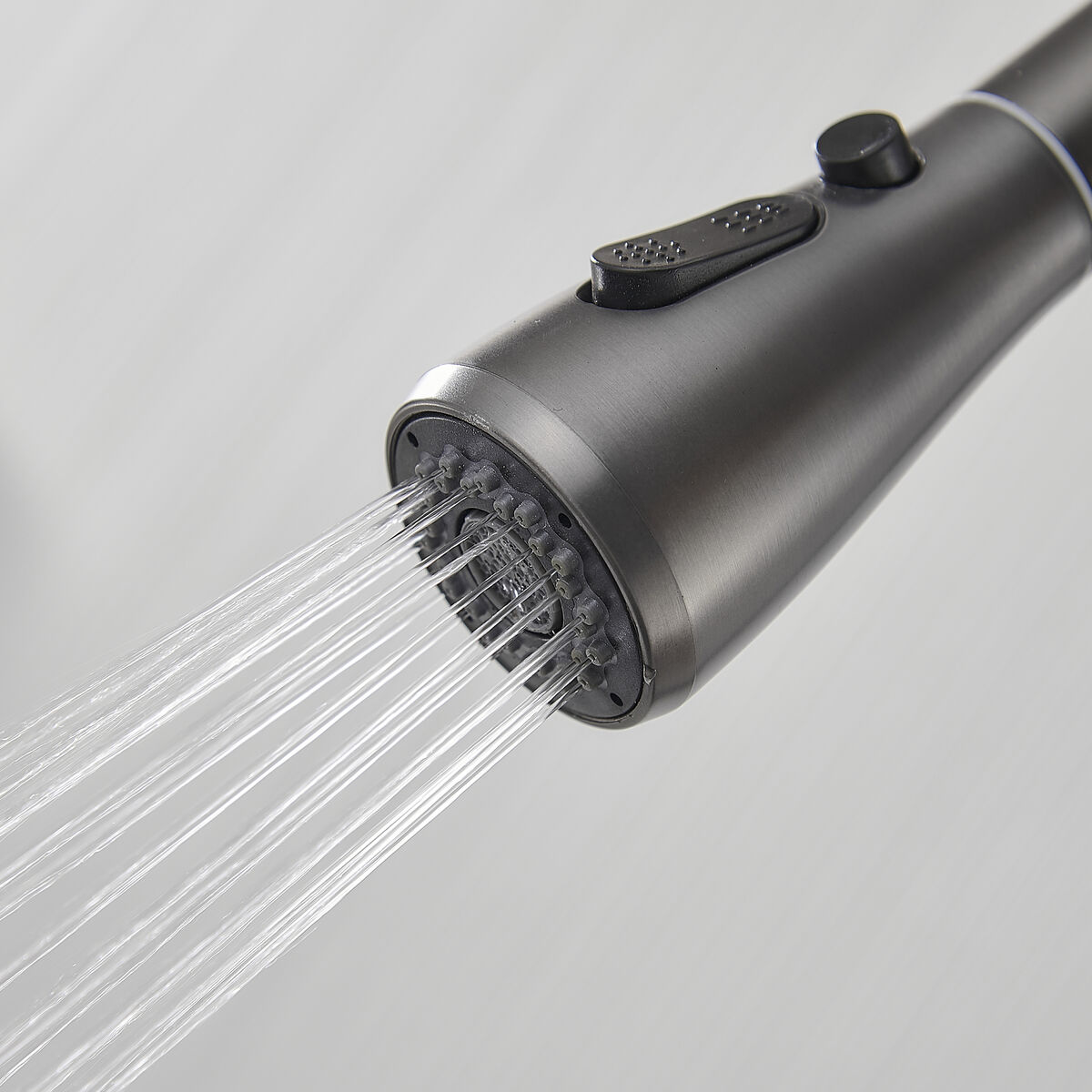 Grifo Monomando Fontastock Gris Acero Inoxidable Cerámico Forma de C