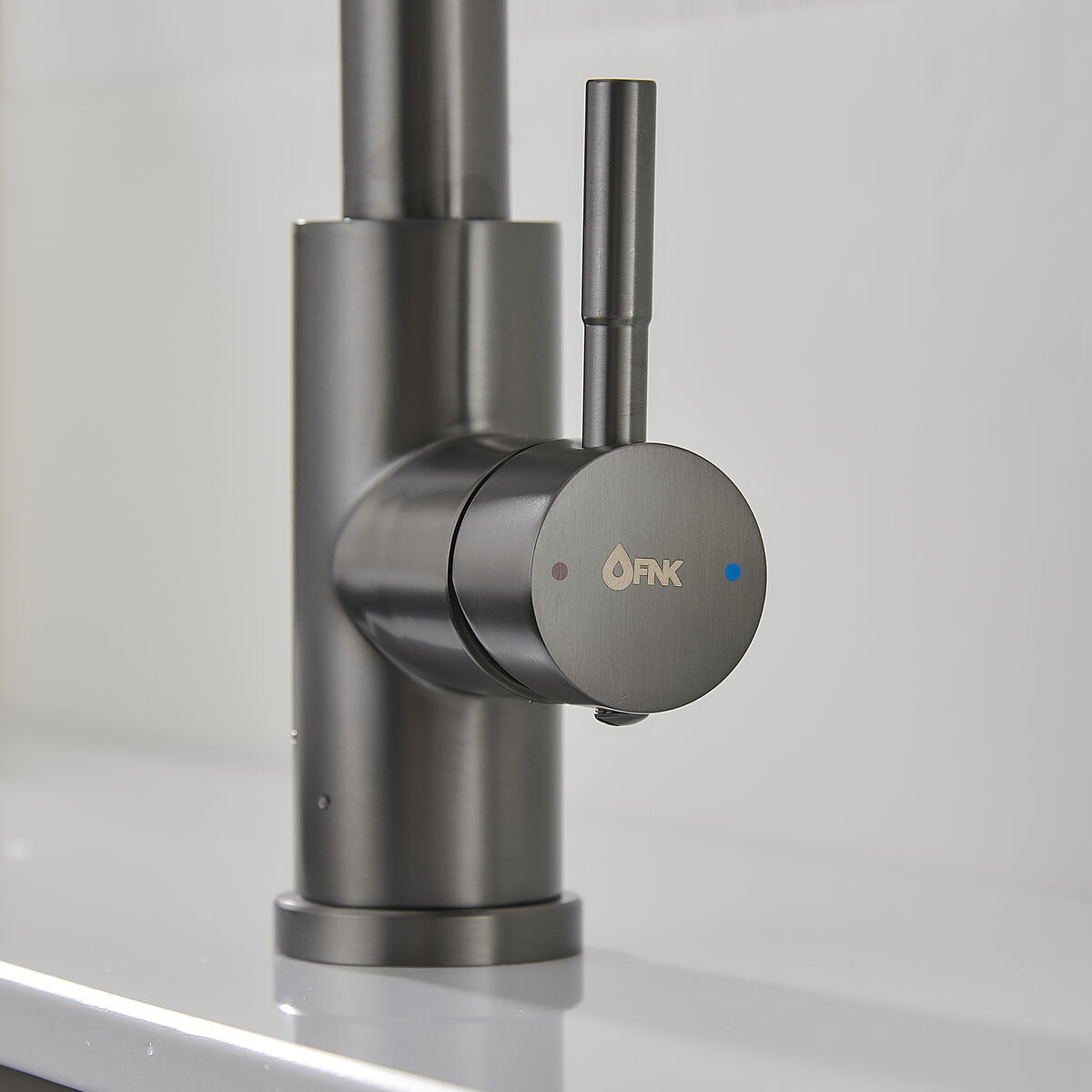 Grifo Monomando Fontastock Gris Acero Inoxidable Cerámico Forma de C