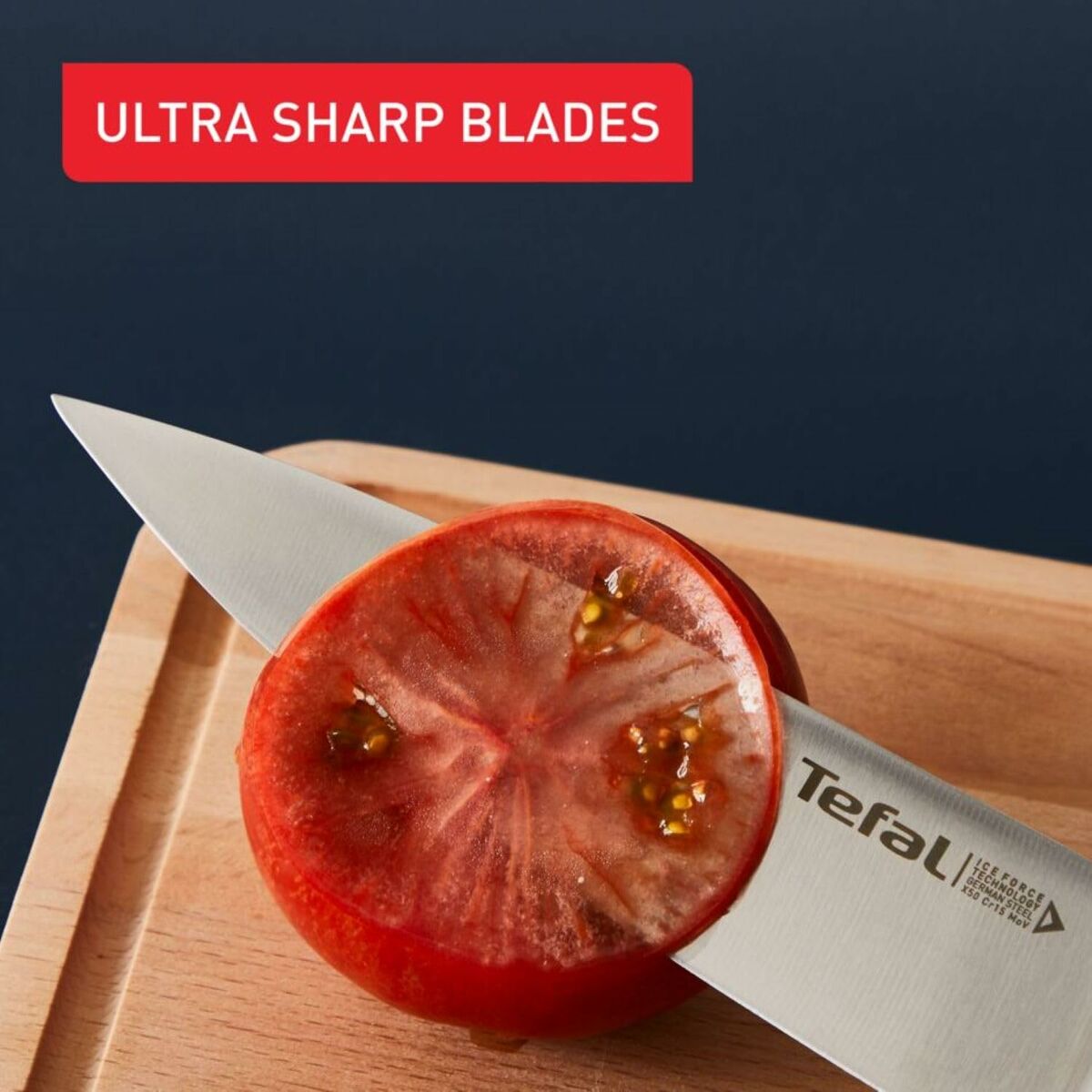 Cuchillo de Cocina Tefal K2320514 ICE FO Negro Acero Inoxidable 9 cm