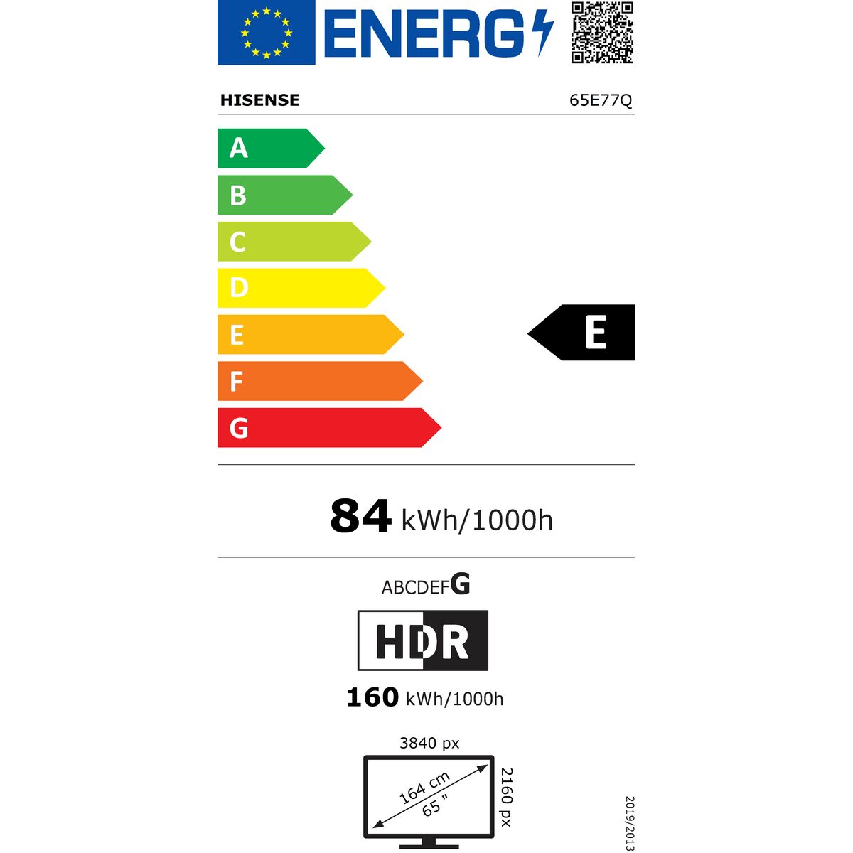 Smart TV Hisense 65E77Q       65 65" 4K Ultra HD HDR QLED
