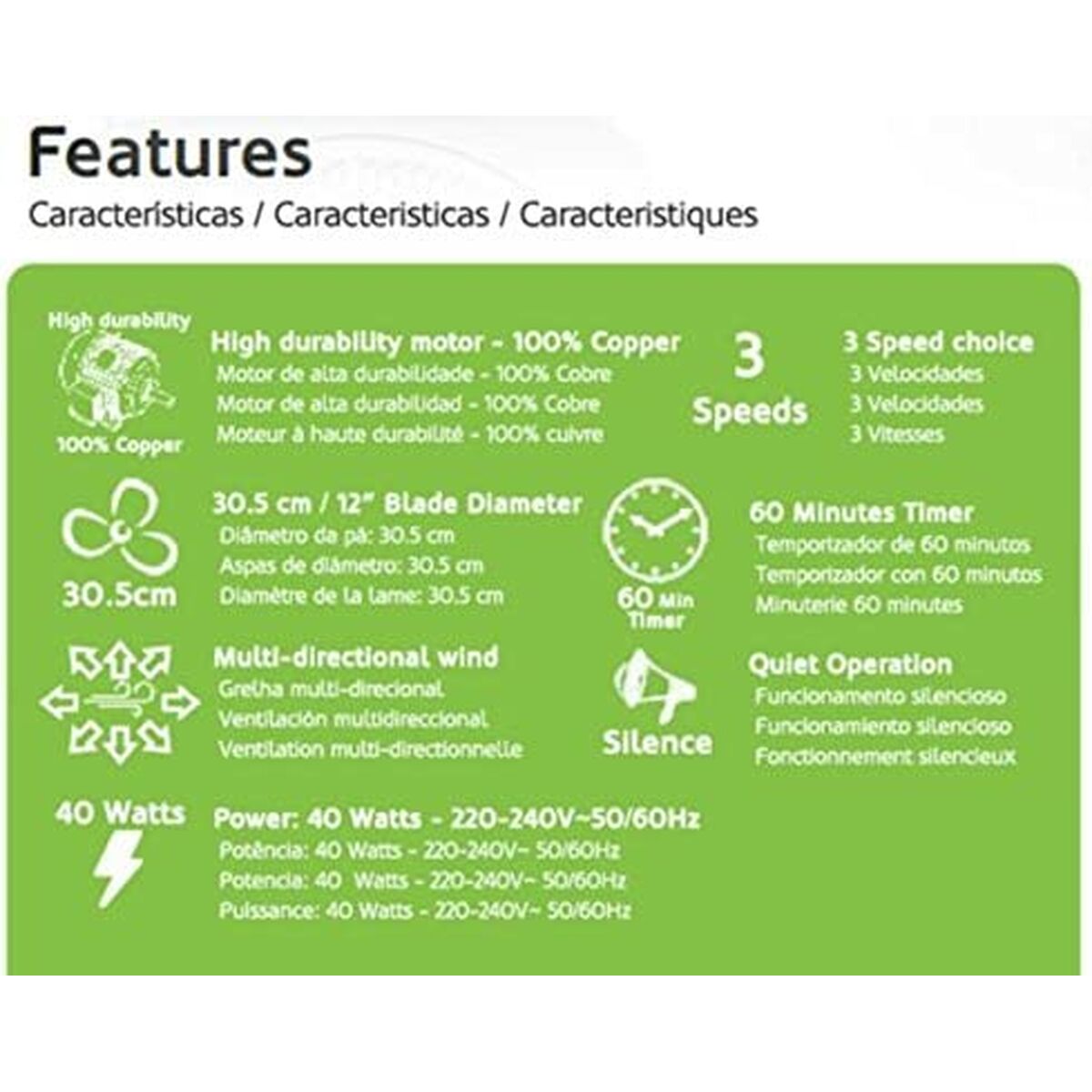 Ventilador de Suelo Haeger FF012004A Blanco (Reacondicionado A)