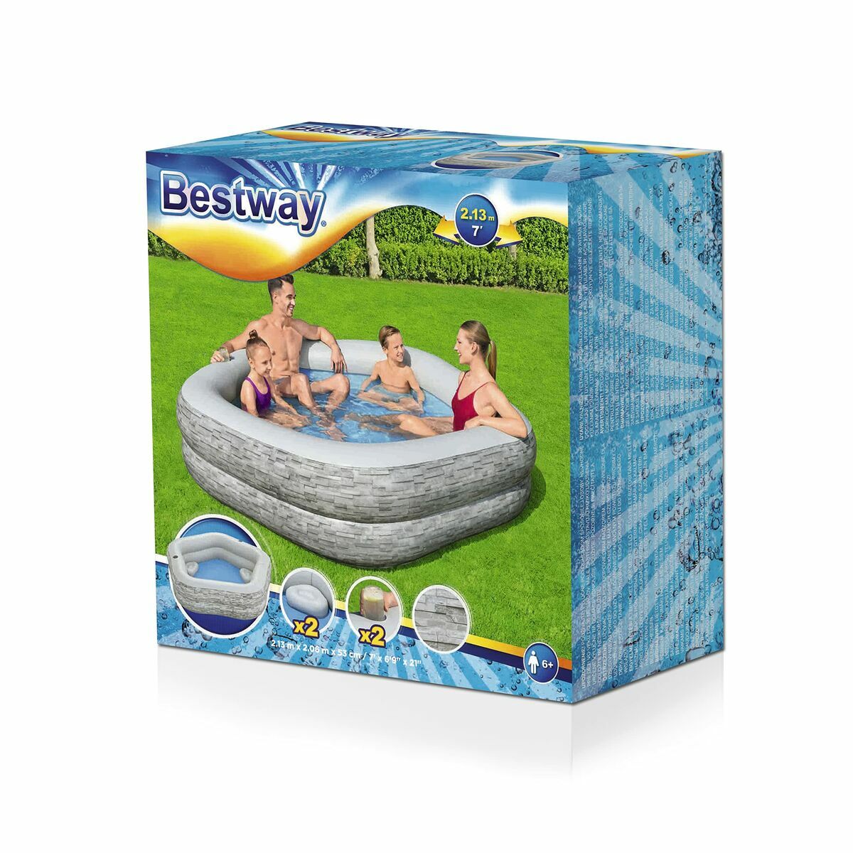 Bestway Piscina Hinchable Familiar 213x206x53 cm +6 Años Jardin 54423