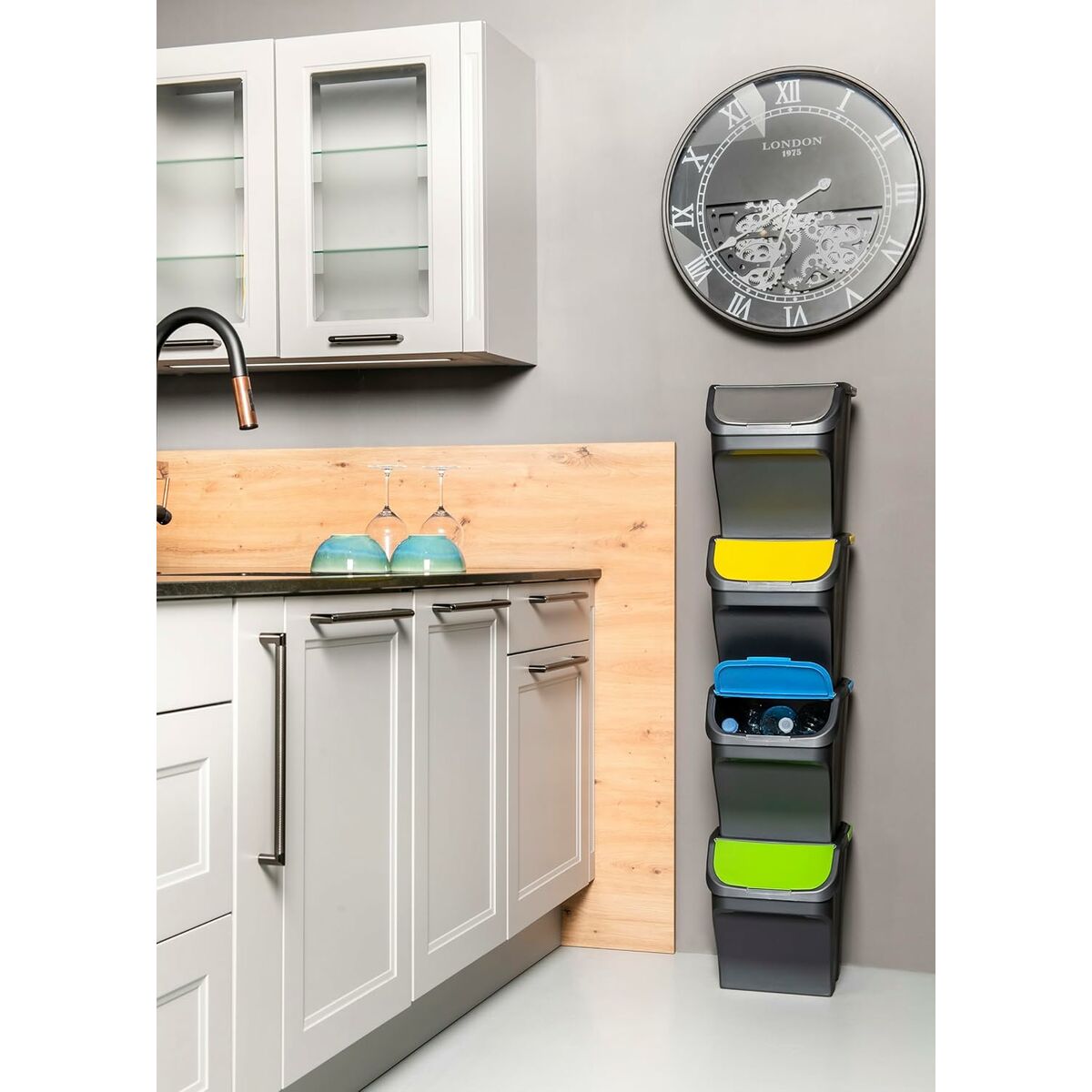 Cubo de Basura para Reciclaje Mondex Stack N' Sort 25 L Con Tapa 40 x 30 x 34 cm (Reacondicionado A)