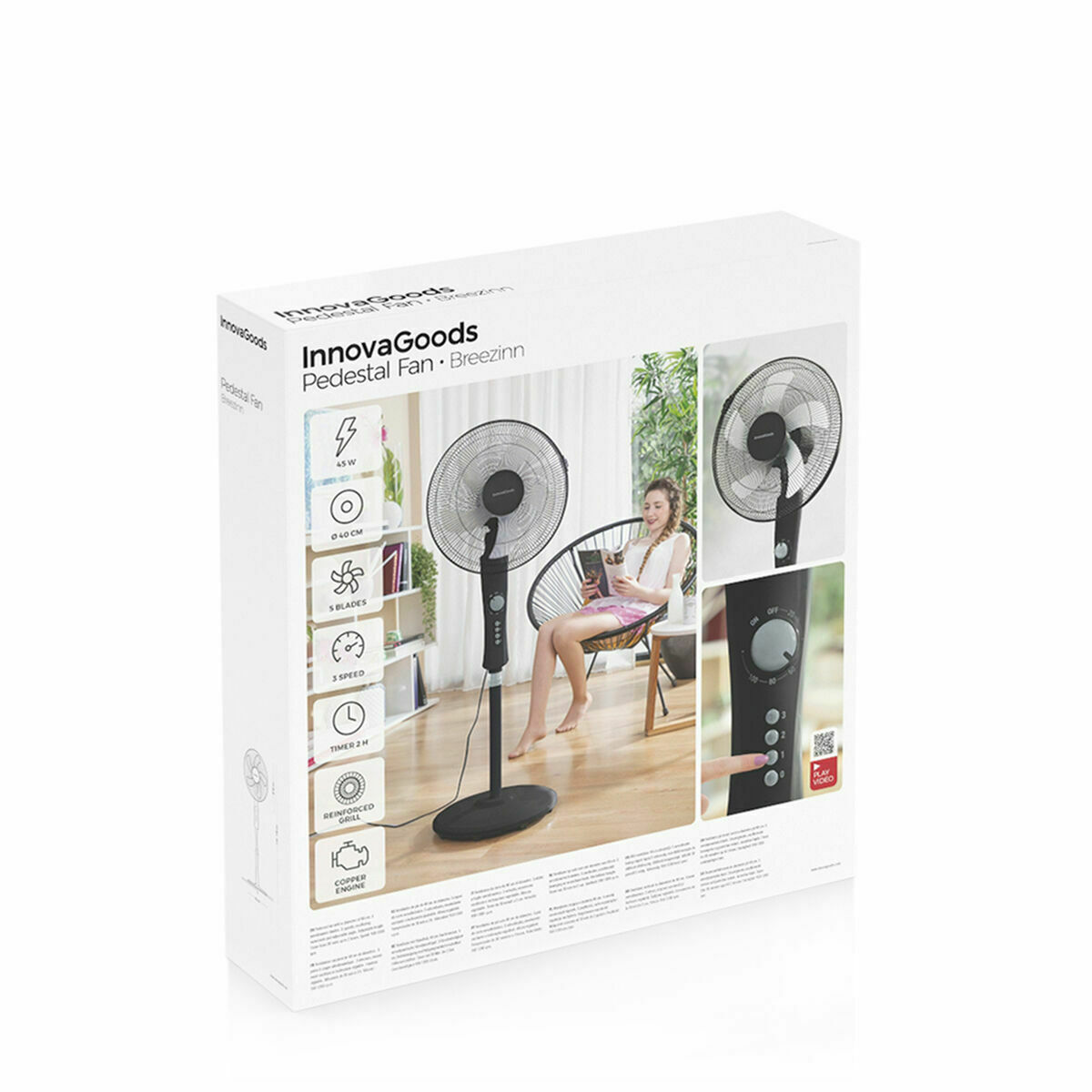 Ventilador de Pie InnovaGoods Negro 45 W (Reacondicionado A)