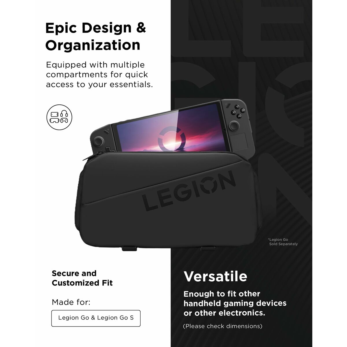 Mochila Bandolera Multiusos Lenovo Legion Go Negro