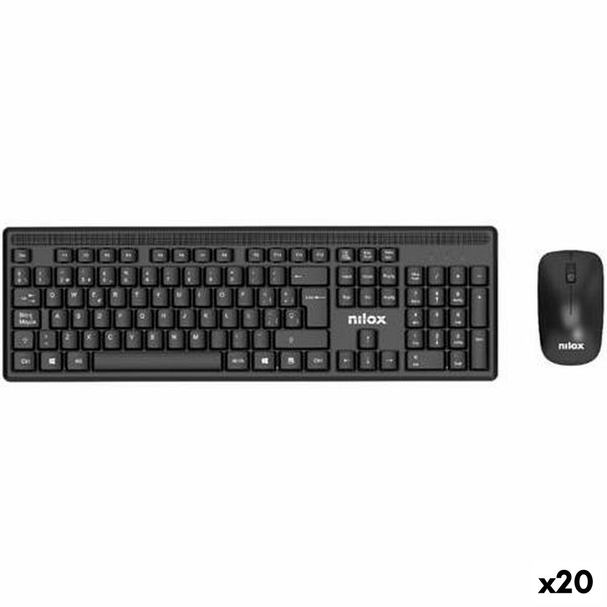 Teclado y Ratón Nilox Negro Qwerty Español (20 Unidades)