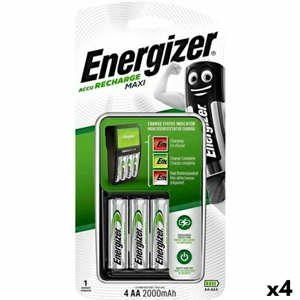 Cargador + Pilas Recargables Energizer (4 Unidades)