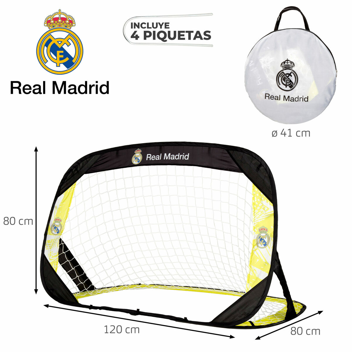 Portería de Fútbol Real Madrid C.F. 120 x 80 x 80 cm (2 Unidades)