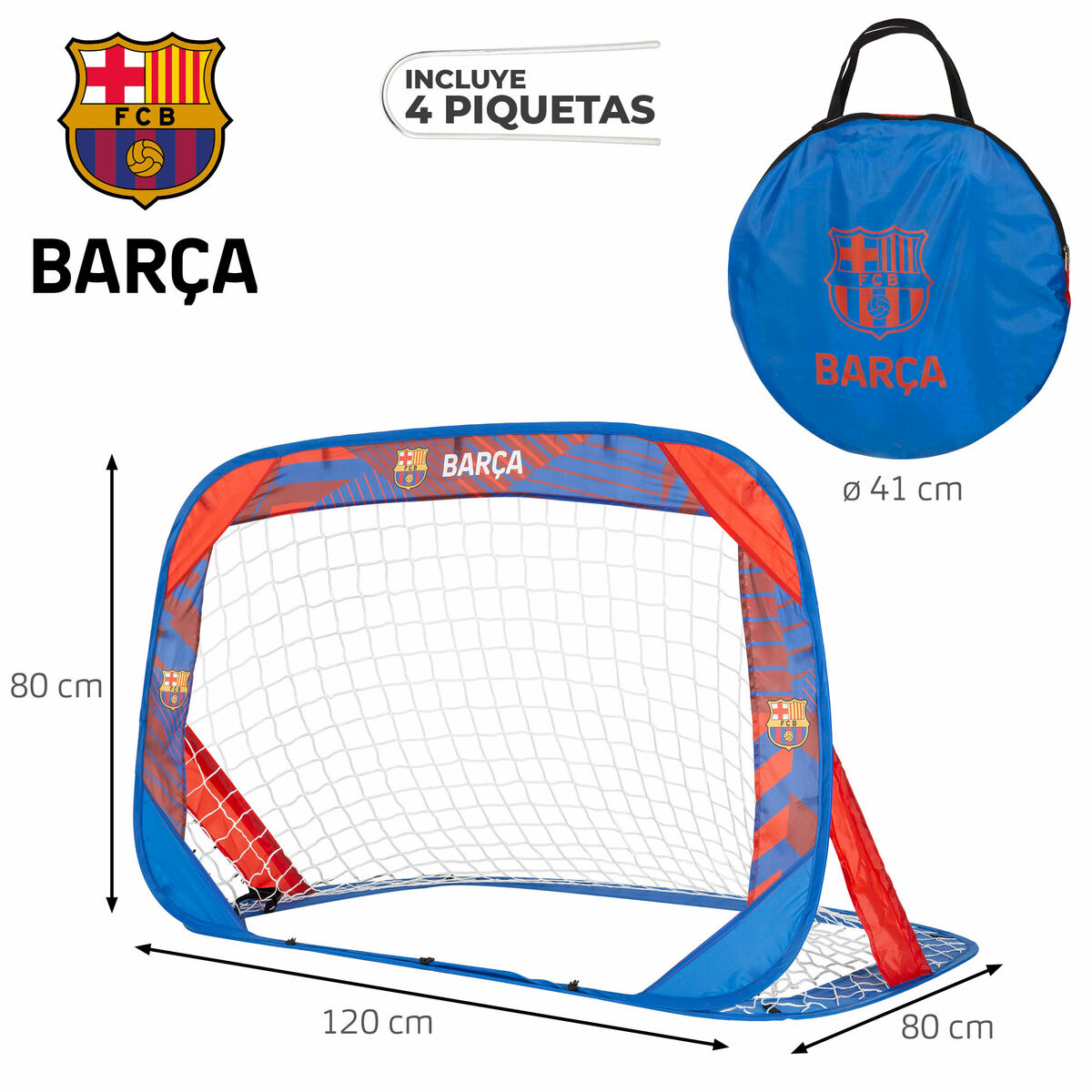 Portería de Fútbol F.C. Barcelona 120 x 80 x 80 cm (4 Unidades)