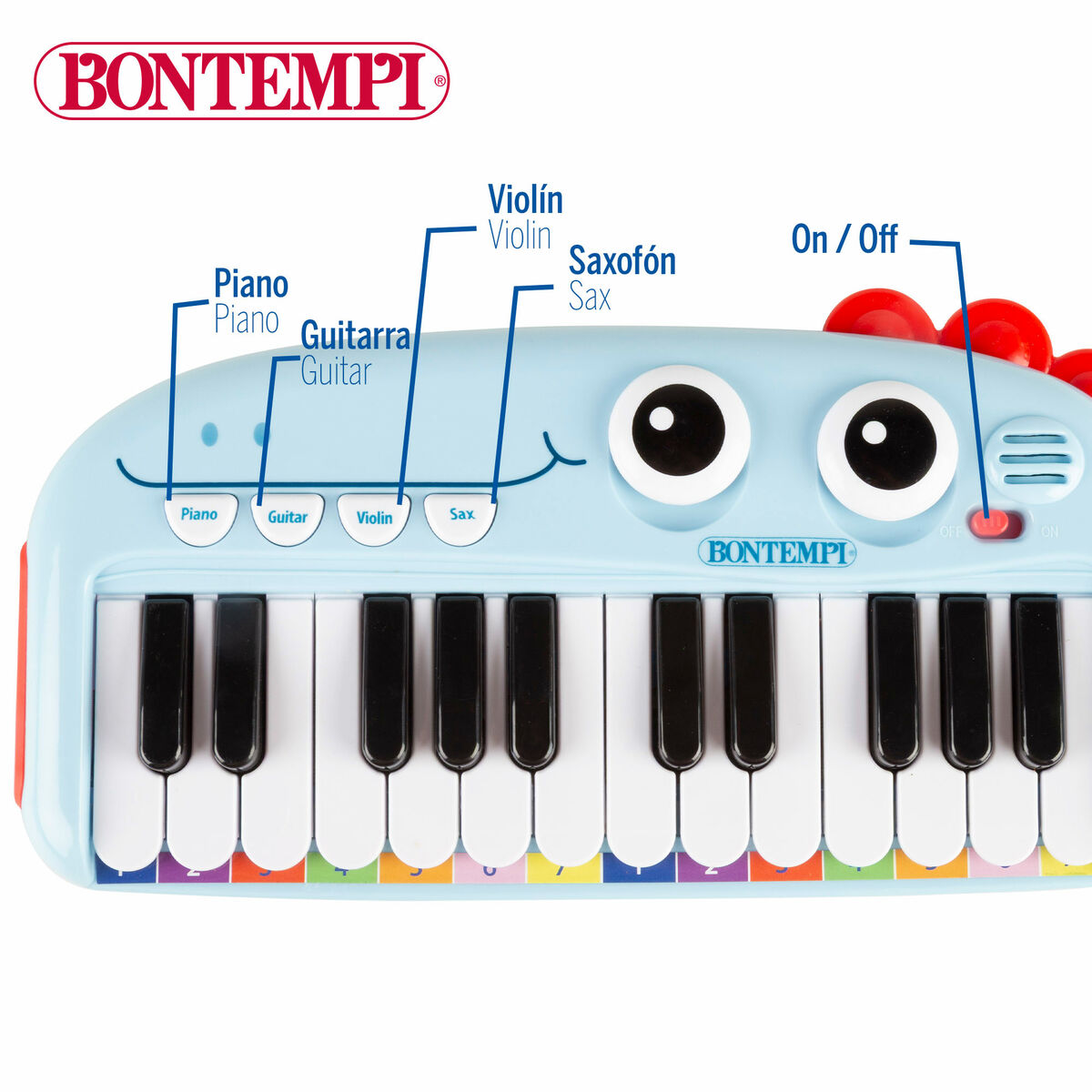 Piano Educativo Aprendizaje Bontempi Dino 30 x 4 x 14 cm (4 Unidades)