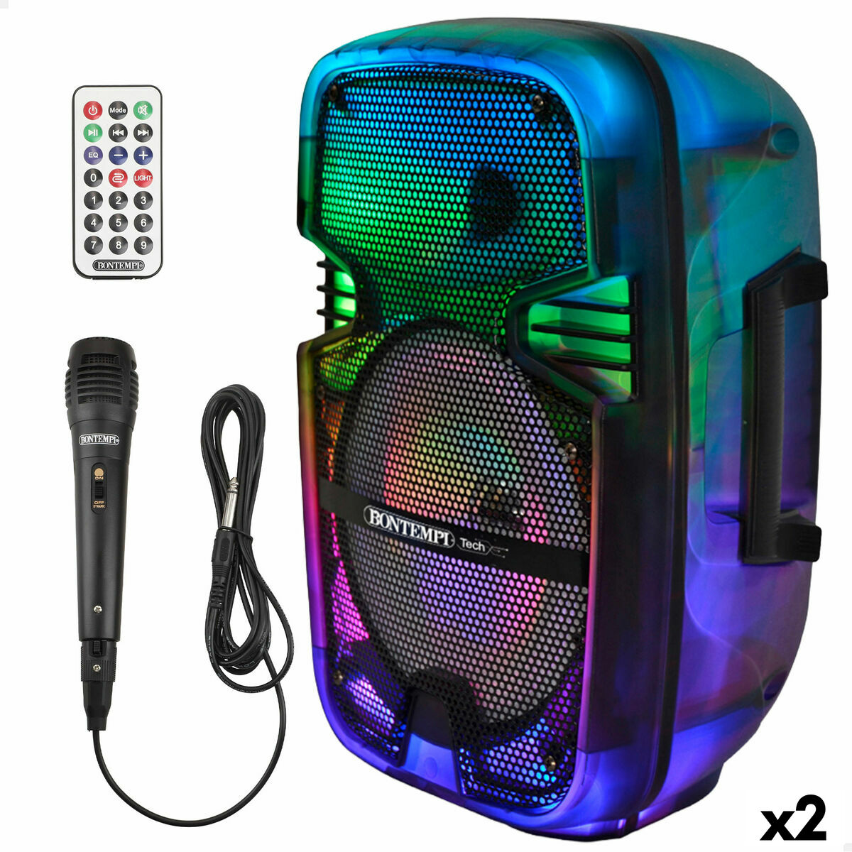 Altavoz con Micrófono Karaoke Bontempi Plástico 25 x 39 x 21 cm (2 Unidades)