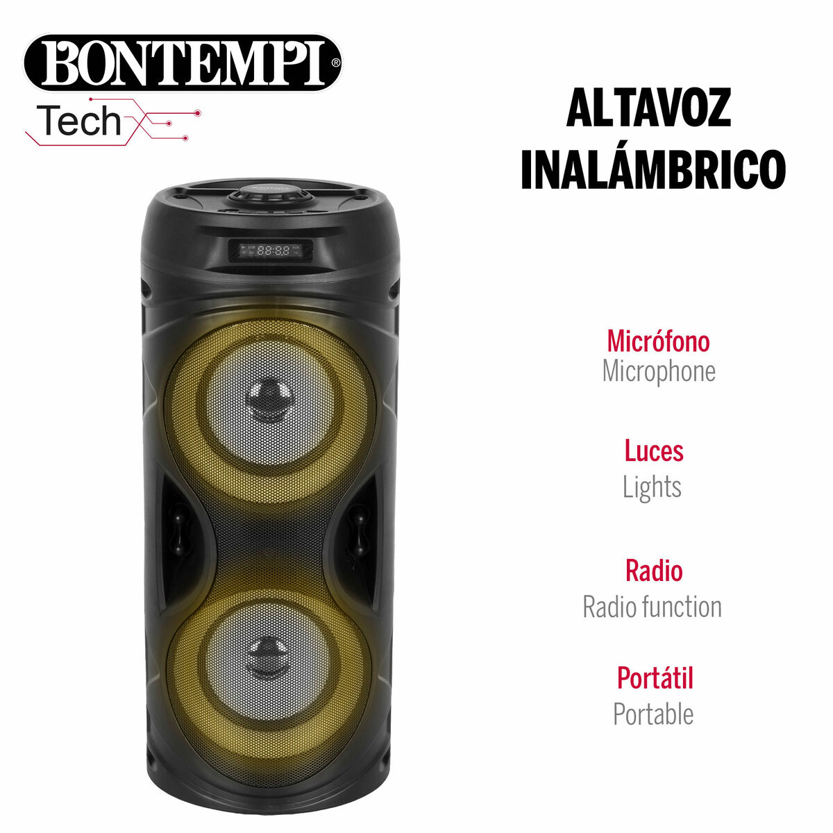 Altavoz con Micrófono Karaoke Bontempi Plástico 16 x 38 x 16 cm (2 Unidades)