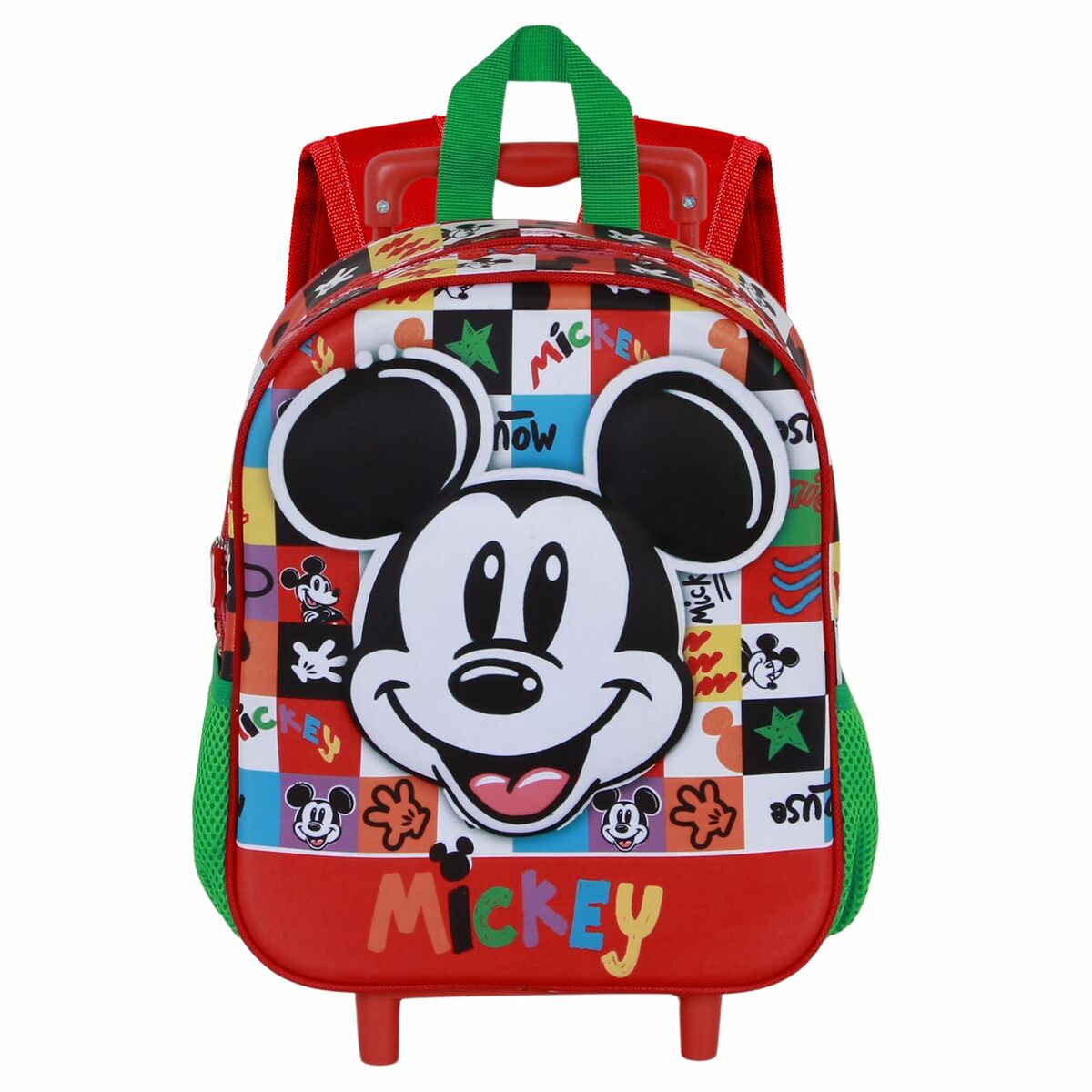 Mochila Escolar con Ruedas Mickey Mouse Mood Rojo Verde 26 x 13 x 34 cm